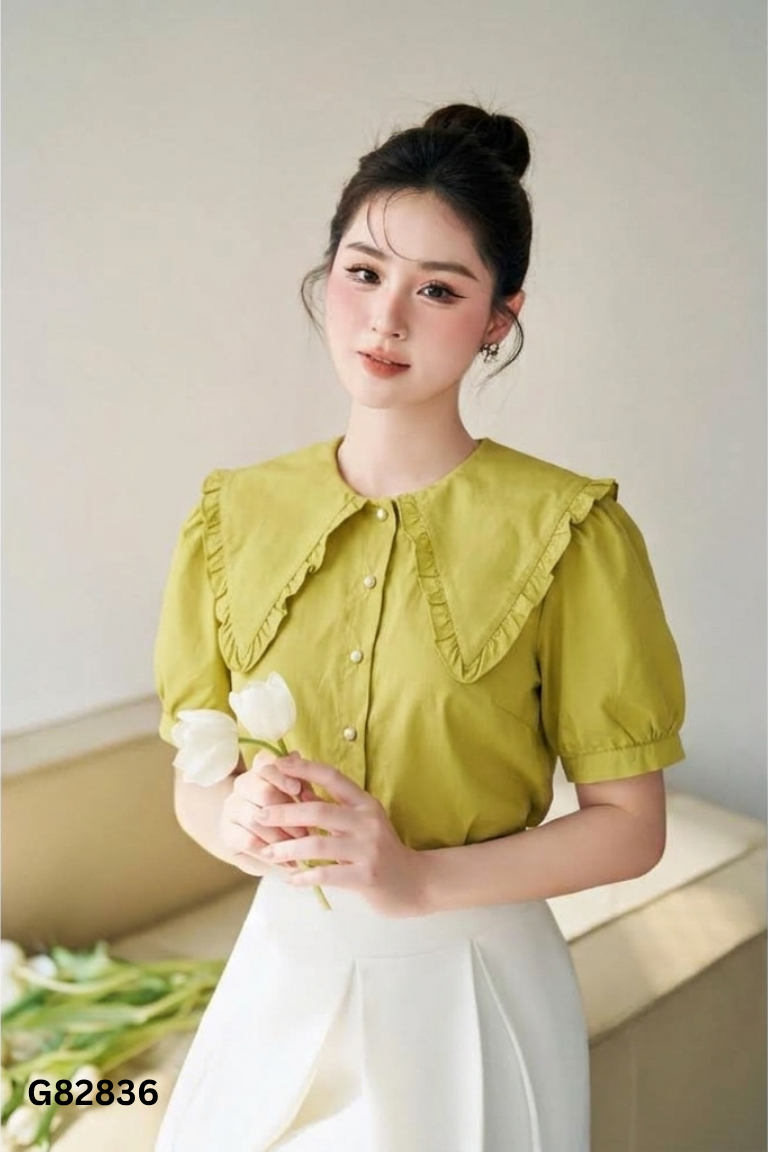 Áo sơ mi xanh TIIN cổ bèo