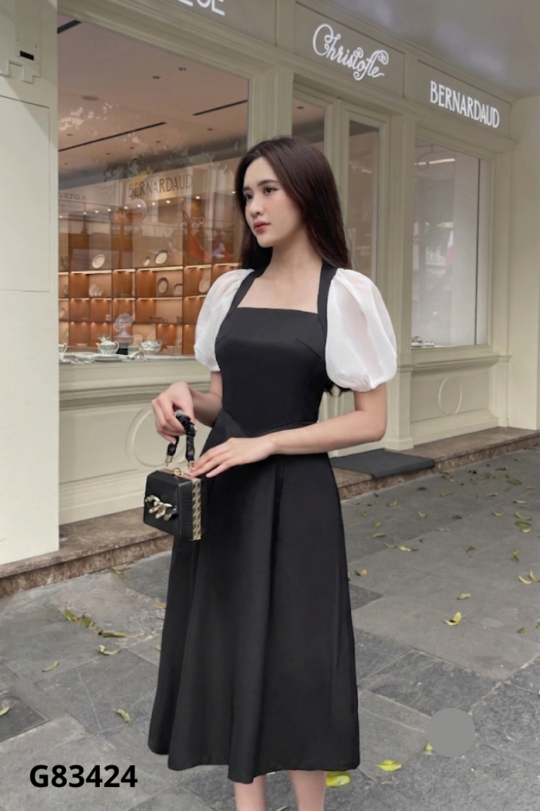 Váy TIIN đen phối trắng
