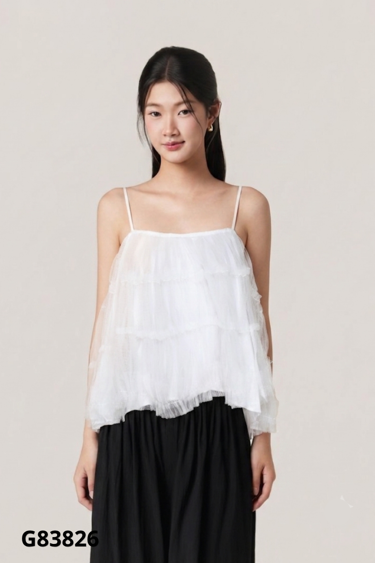 Áo hai dây trắng lưới