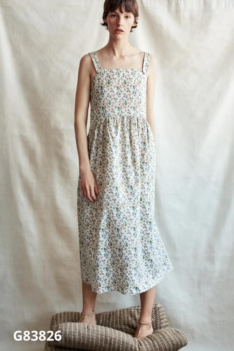 Váy yếm linen ZARA be hoa