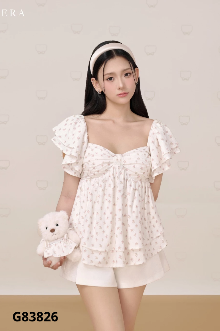 Áo be hoa SERA xoắn nơ ngực