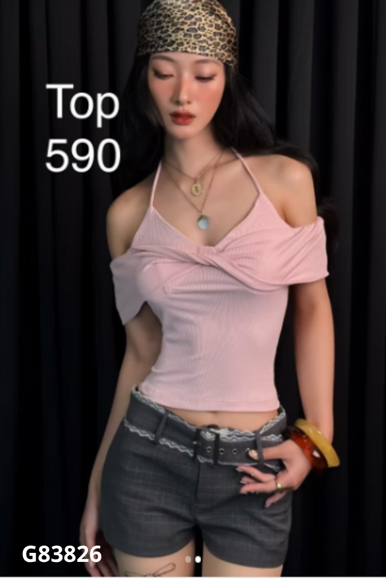 Áo AI.AI hồng trễ vai