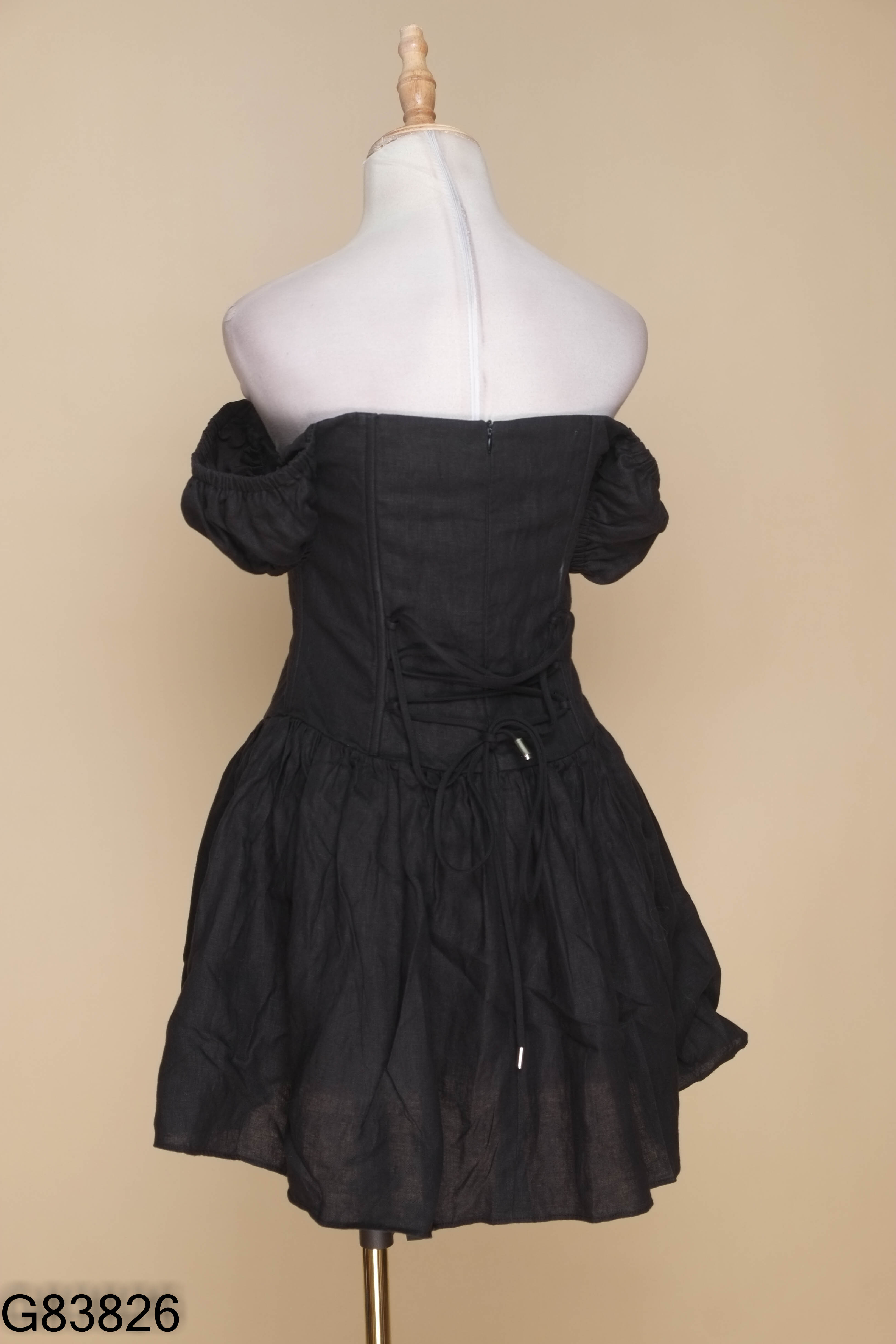 Váy linen đen ITSCICICO dáng corset