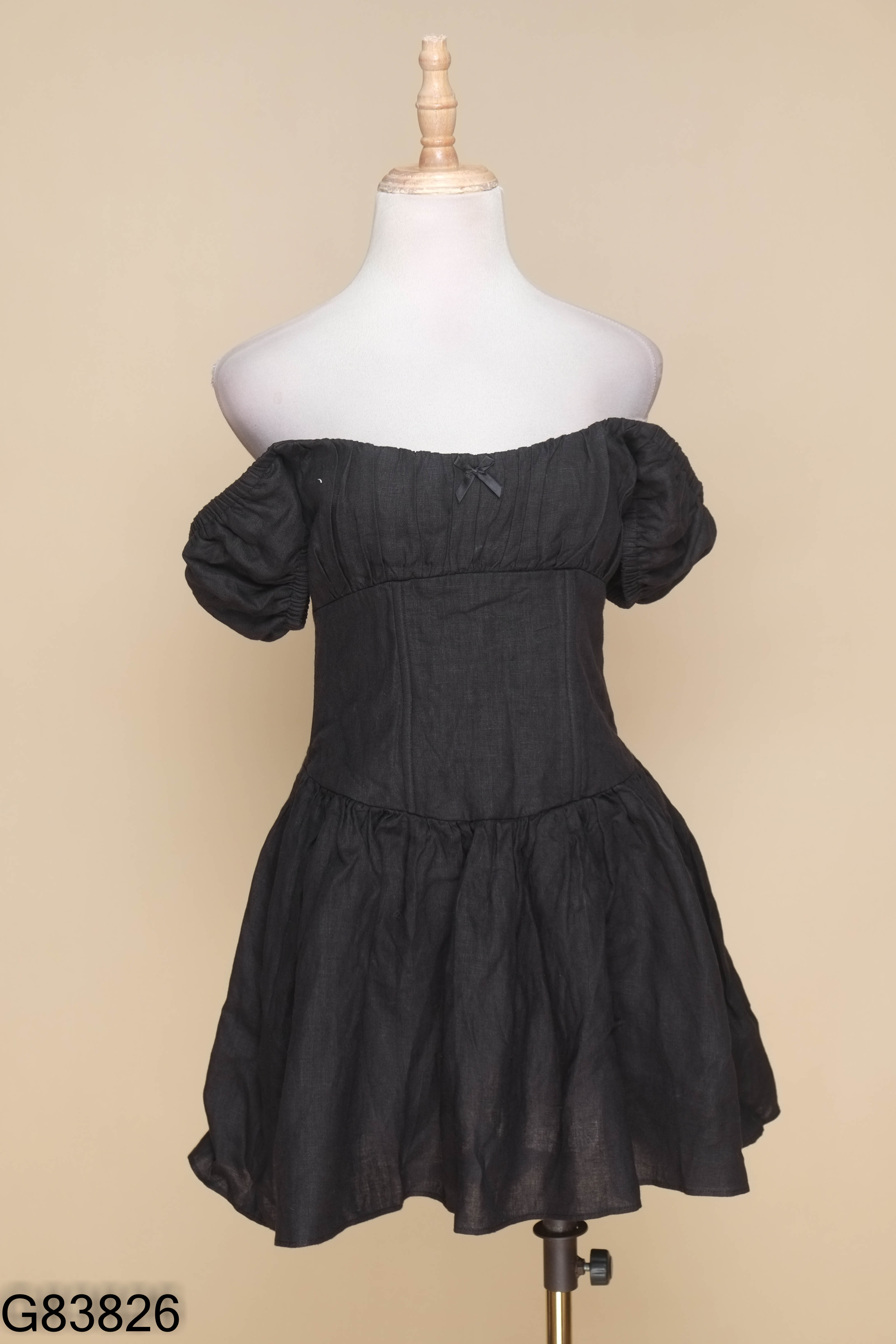Váy linen đen ITSCICICO dáng corset
