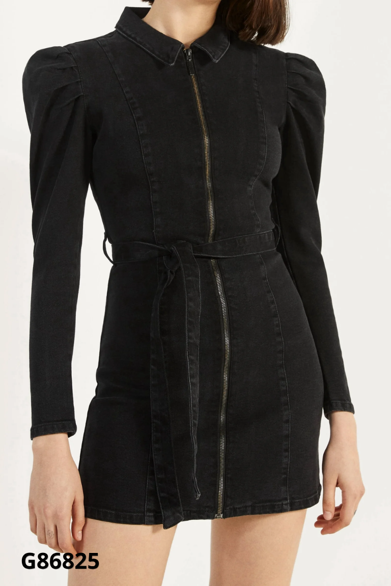 Váy BERSHKA jeans đen dài tay