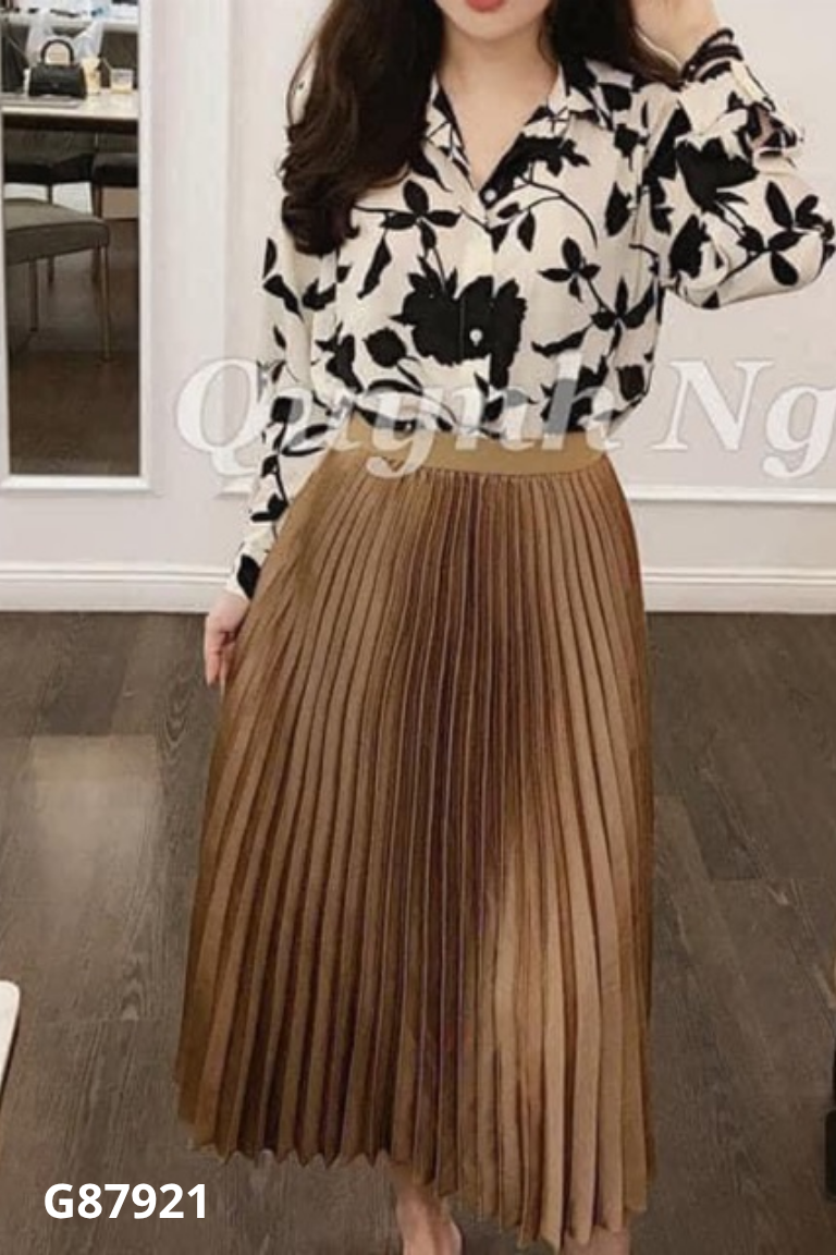 Chân váy HM lụa nâu
