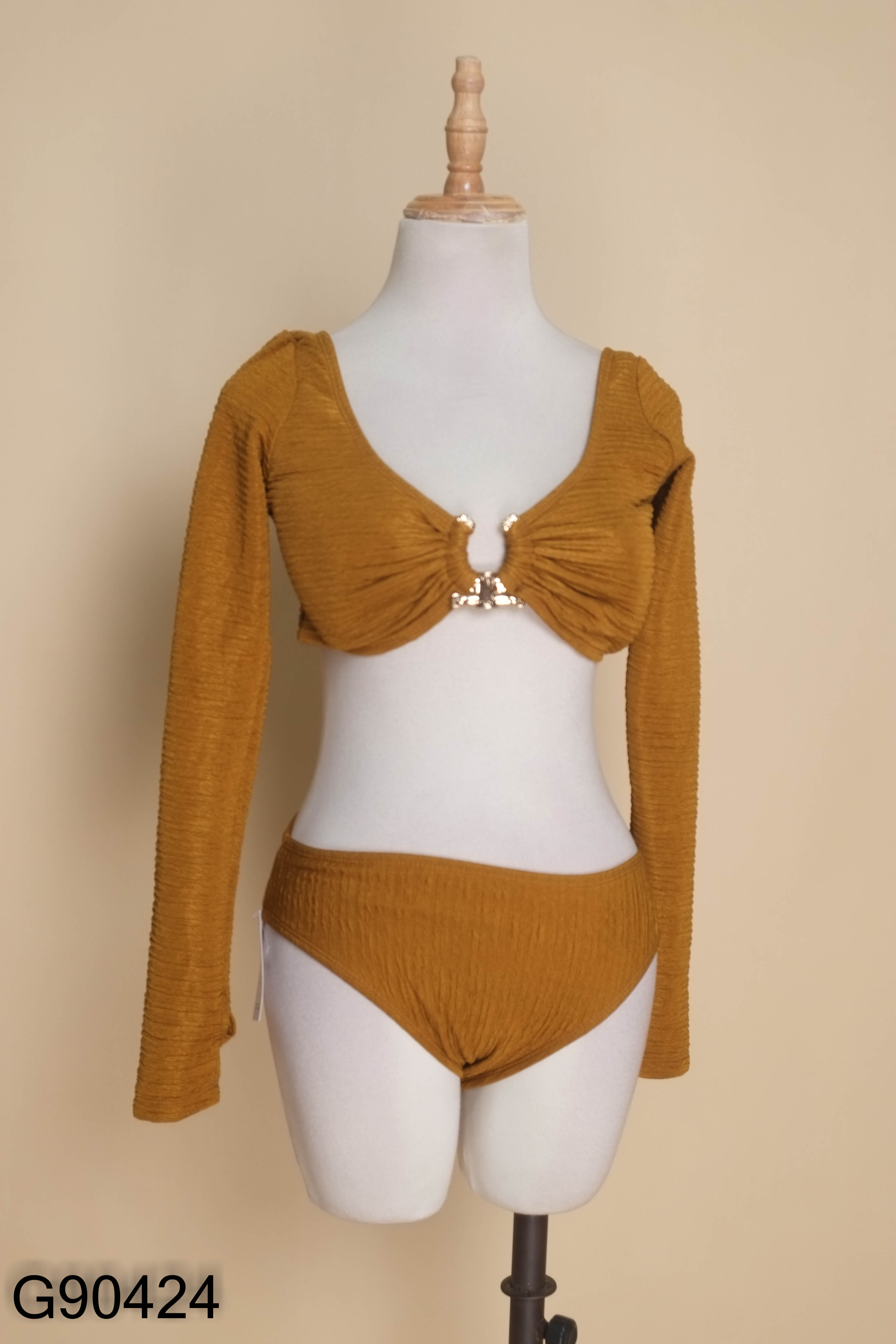 Set bikini nâu 3 chi tiết