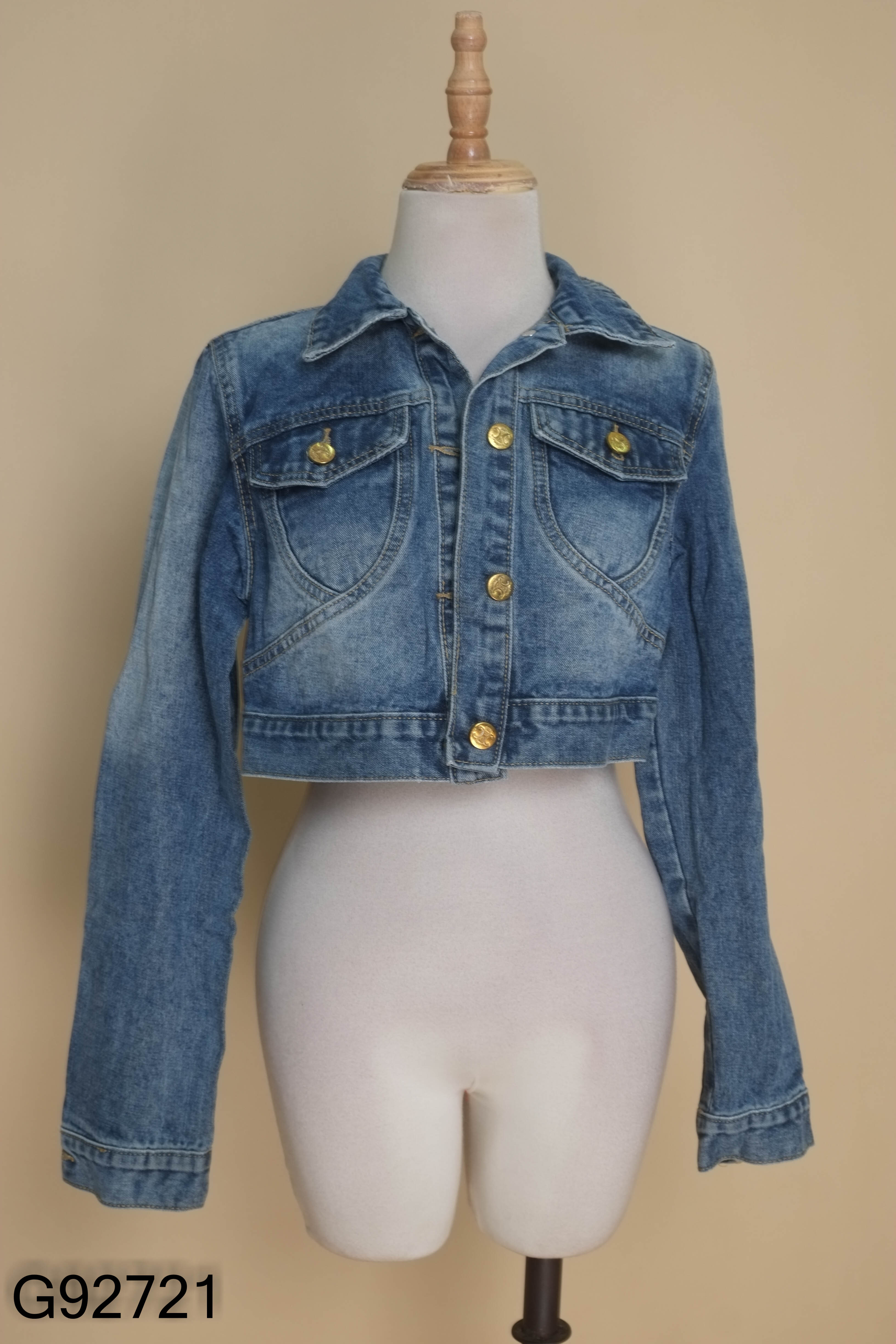 Áo khoác jeans xanh croptop