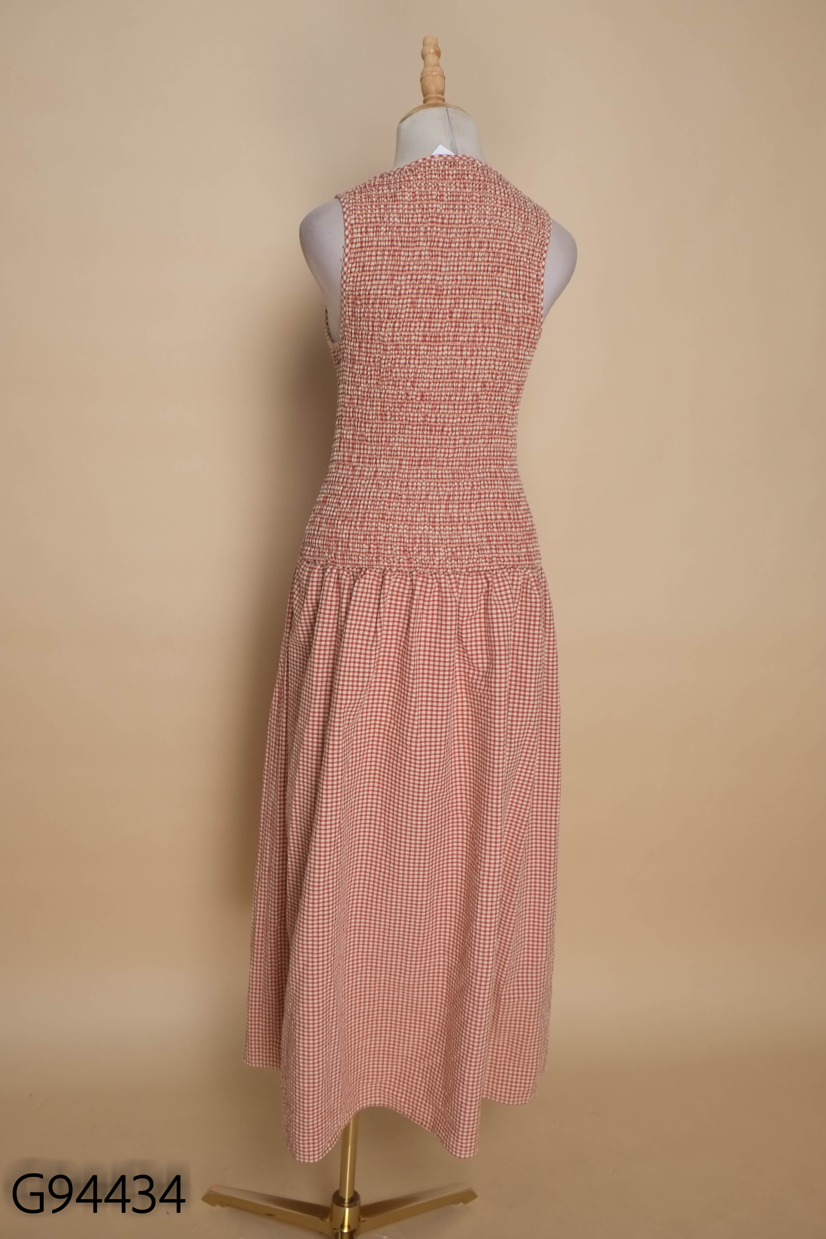 Váy đỏ ZARA kẻ caro chun (XUẤT)