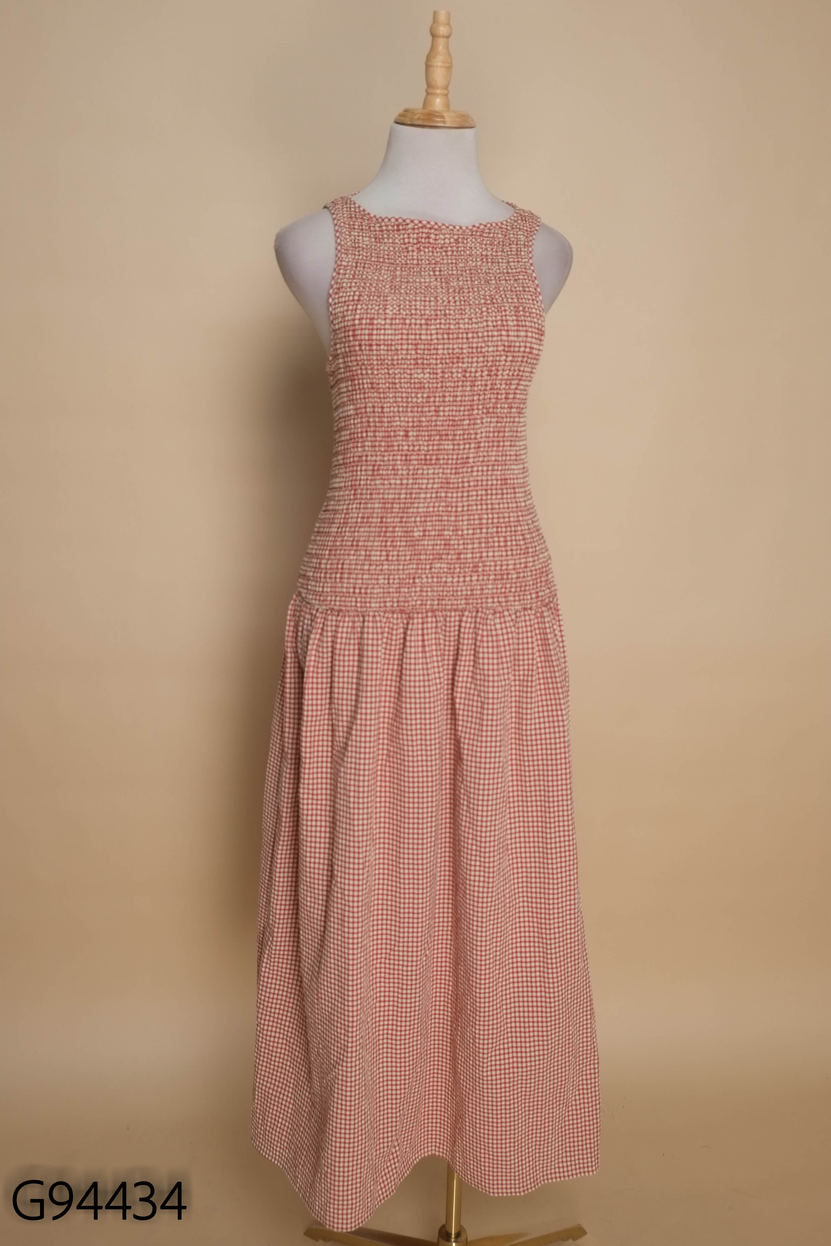 Váy đỏ ZARA kẻ caro chun (XUẤT)