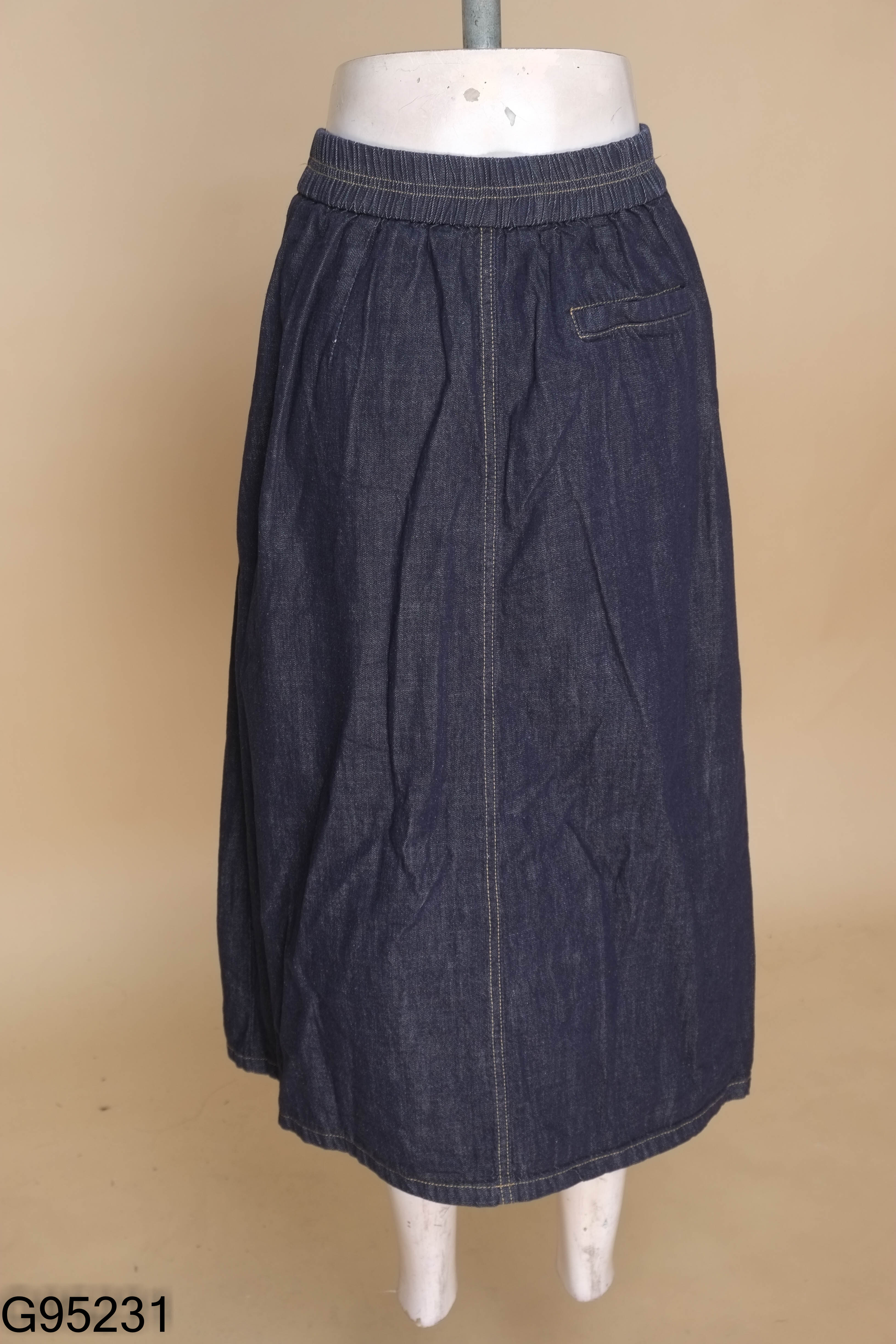 Chân váy nhỡ jeans xanh