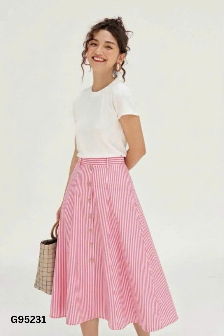 NEWTAG Chân váy ADORE DRESS đỏ sọc