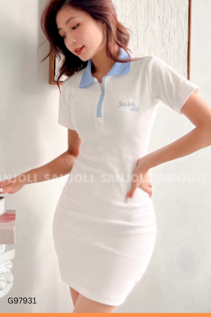 Váy MONA trắng phối xanh