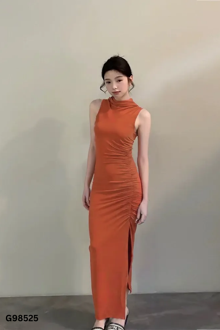 Váy sát nách đỏ nâu