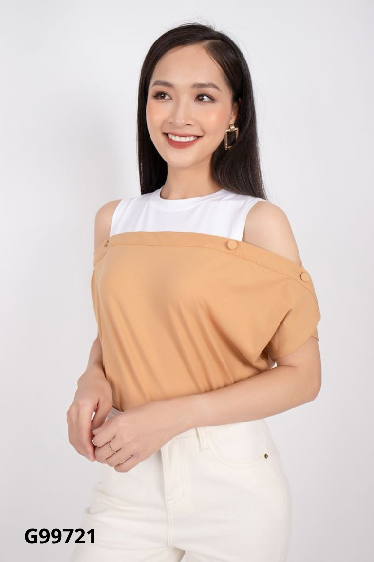 Áo PANTIO nâu phối trắng