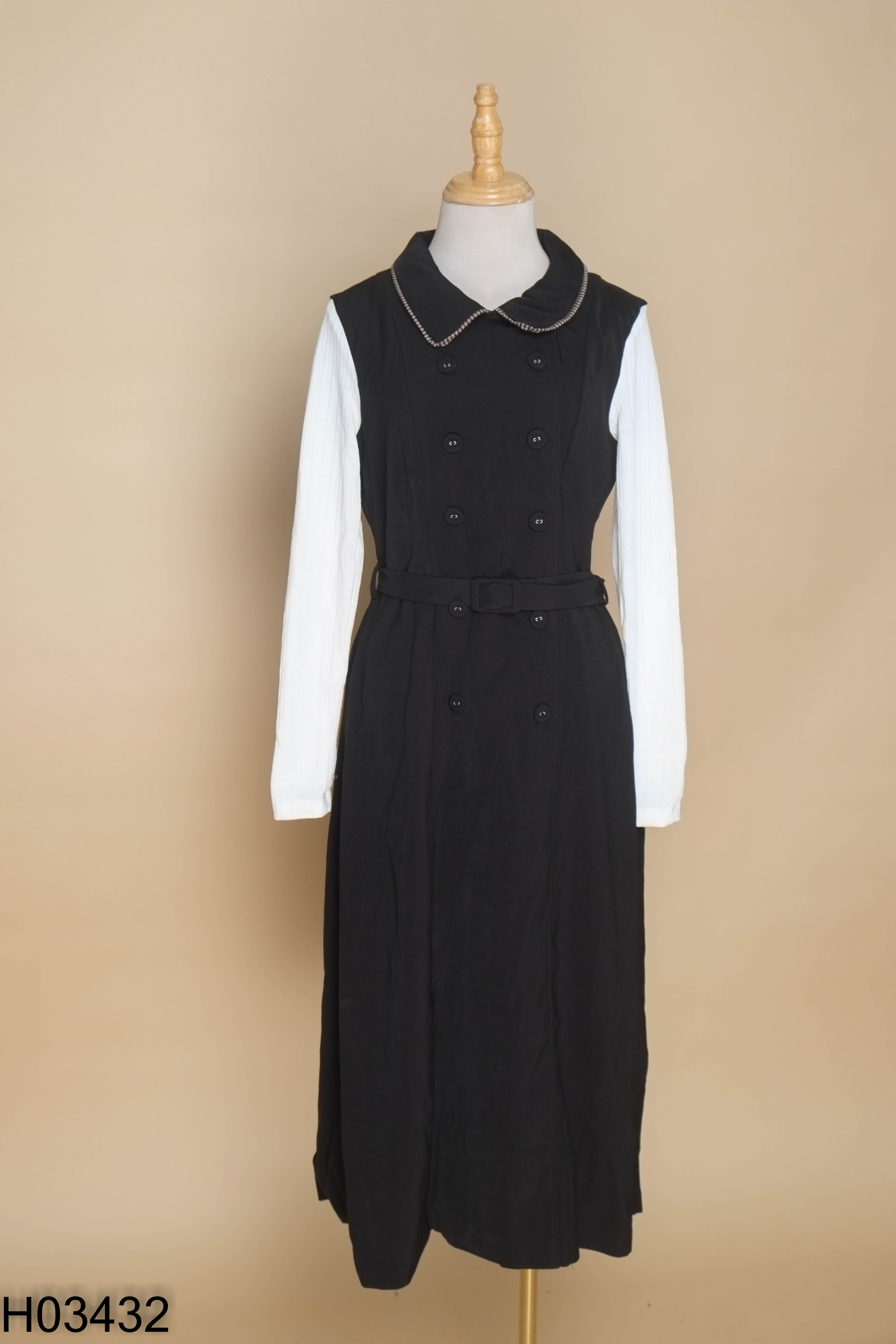 Váy HAMY CLOTHING đen tat kem cổ bèo