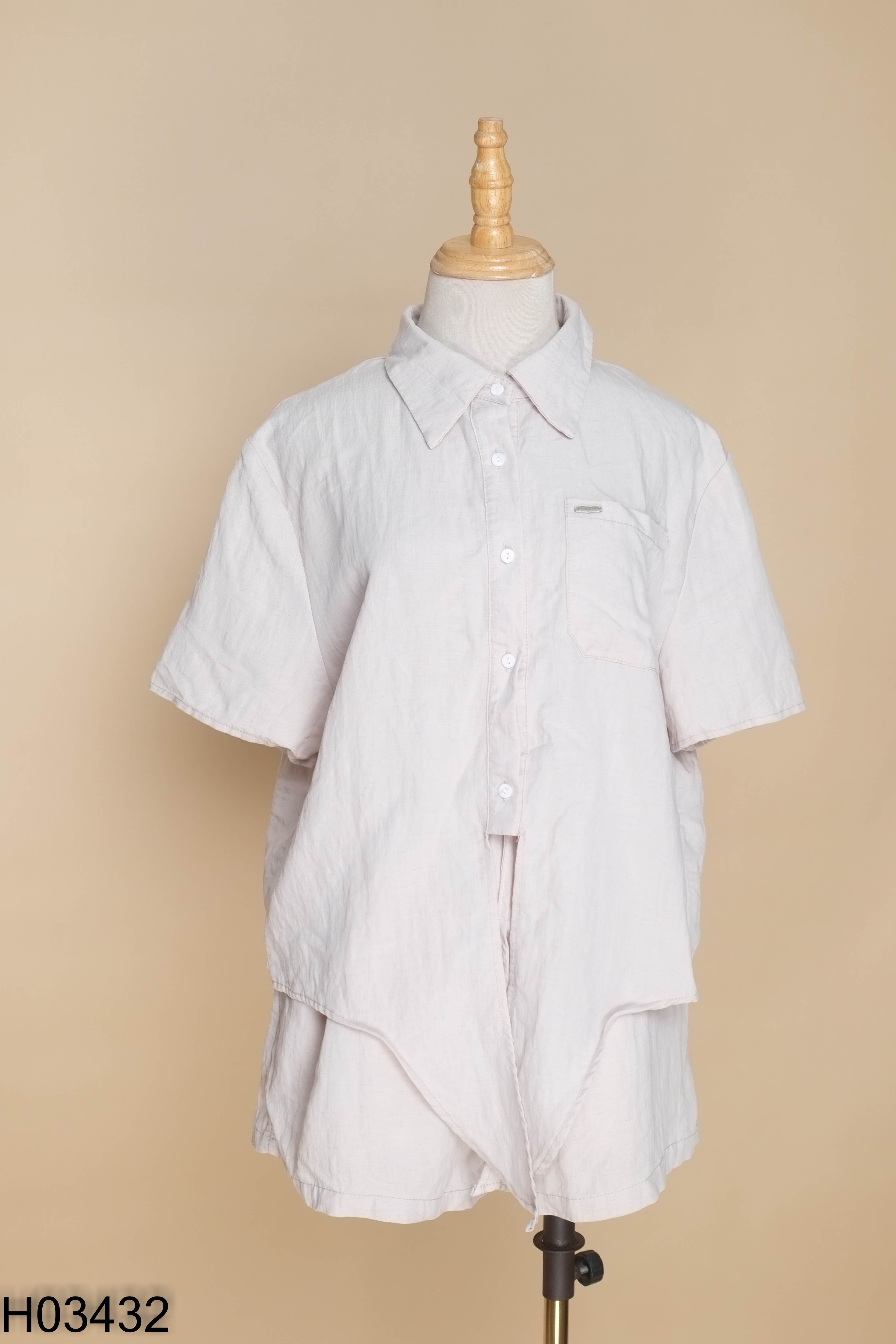 SET áo sơ mi xám+ quần shorts