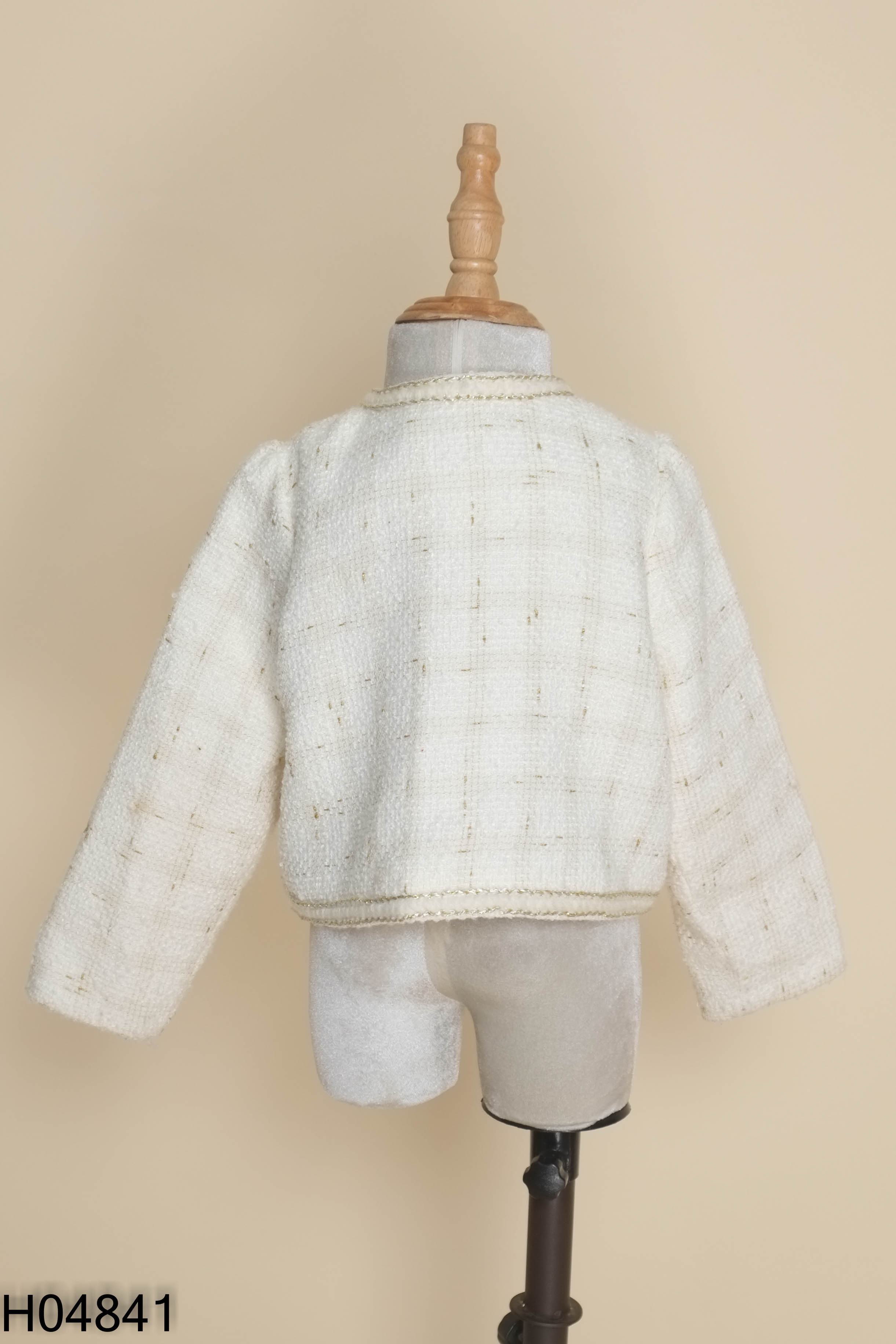 Áo dạ tweed be HUMY NGO cúc ngọc KIDS
