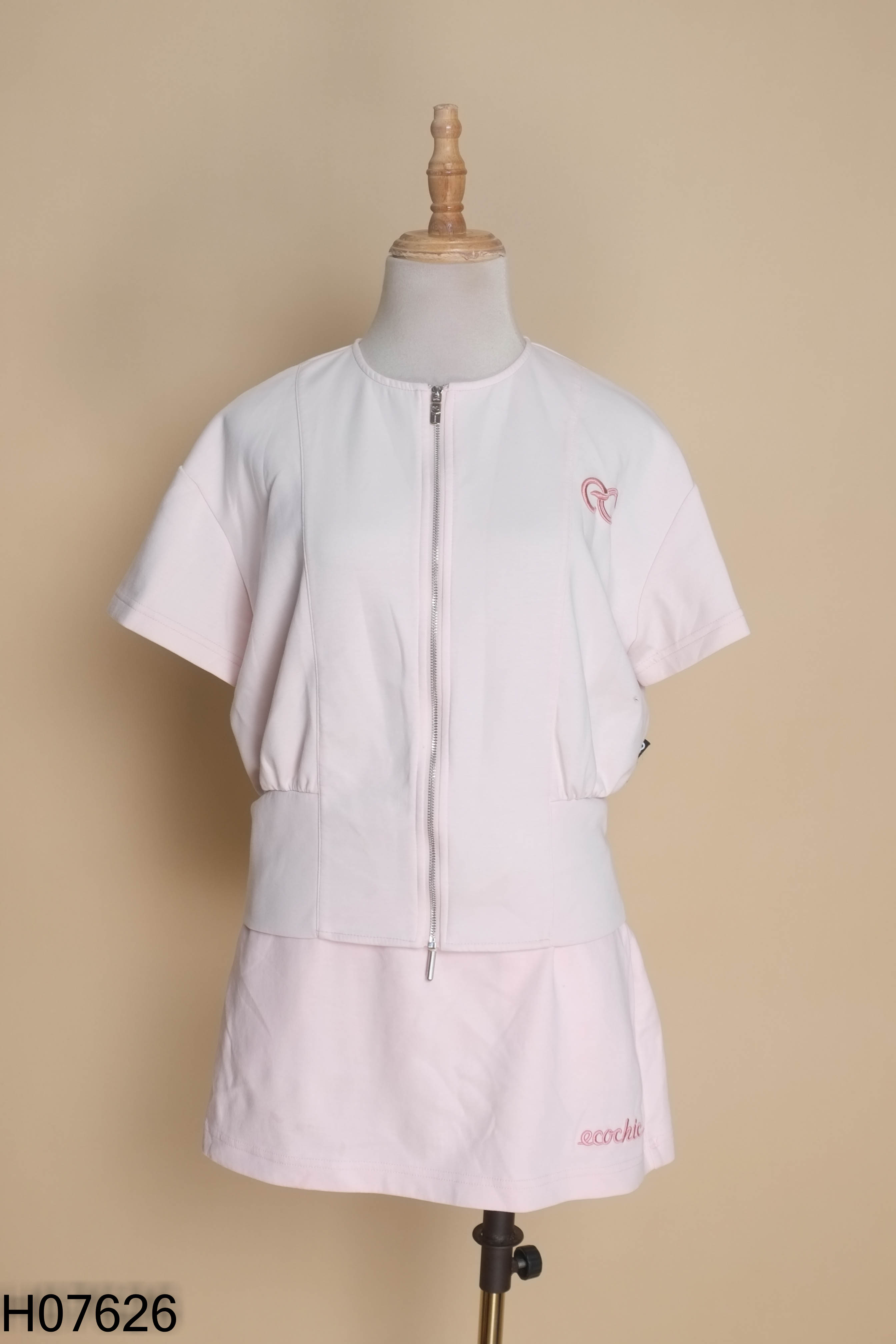 Set Áo hồng ECO CHIC kéo khóa + chân váy