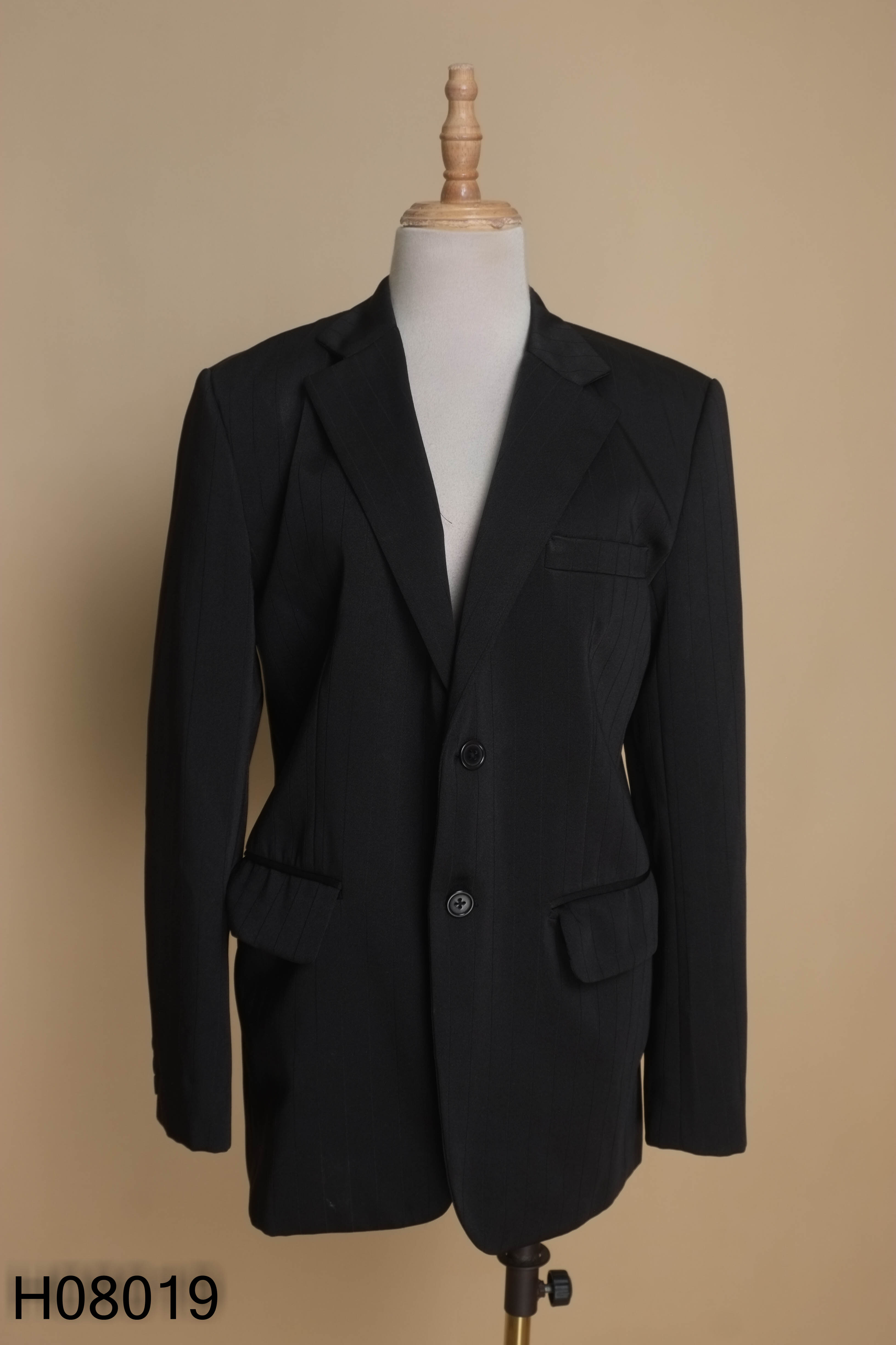 Áo khoác blazer đen DE CELSO kẻ sọc