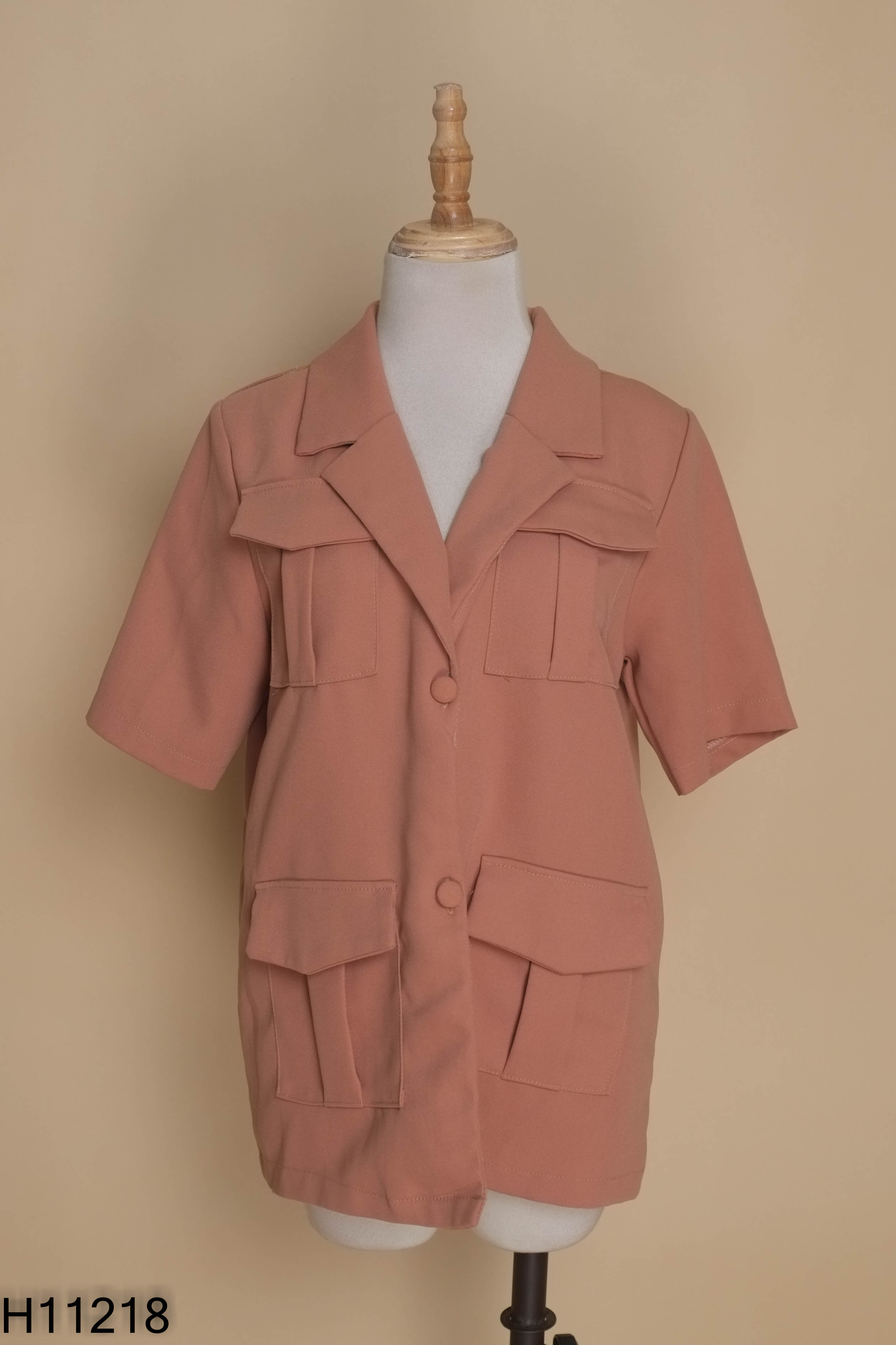 Áo blazers nâu tay cộc