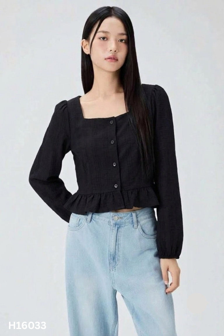 Áo MÌ đen cổ vuông
