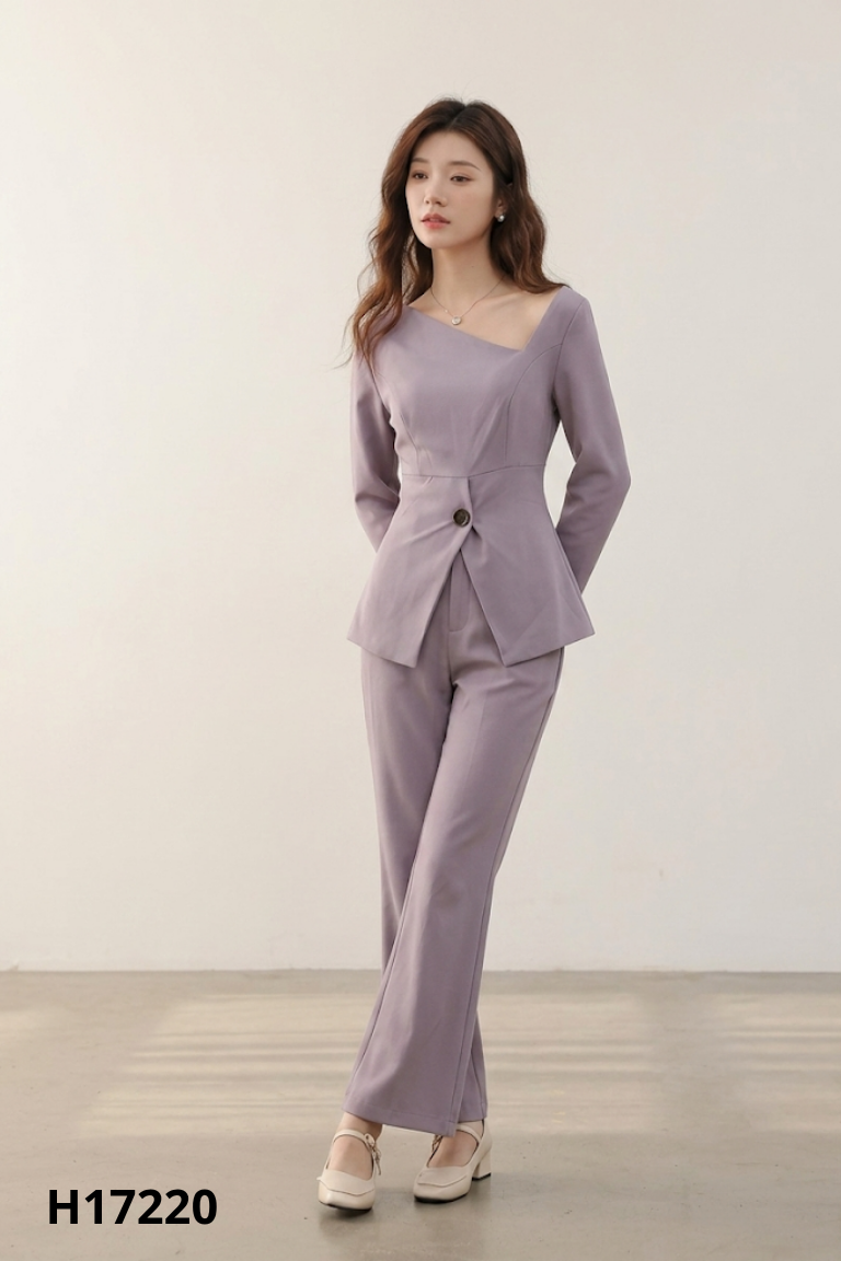 Set ghi lệch vai AI HONG+quần