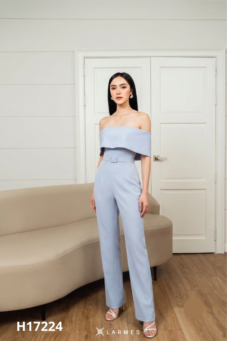 Jumpsuits lụa xanh AI HONG cổ thuyền
