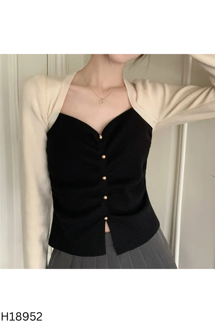 NEWTAG Áo MINZ len be phối đen