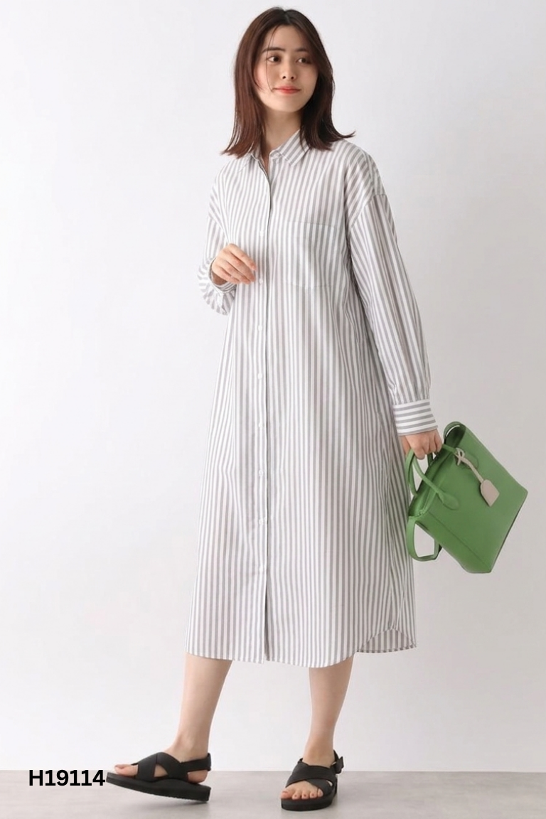 NEWTAG Váy 92 WEAR xám sọc trắng