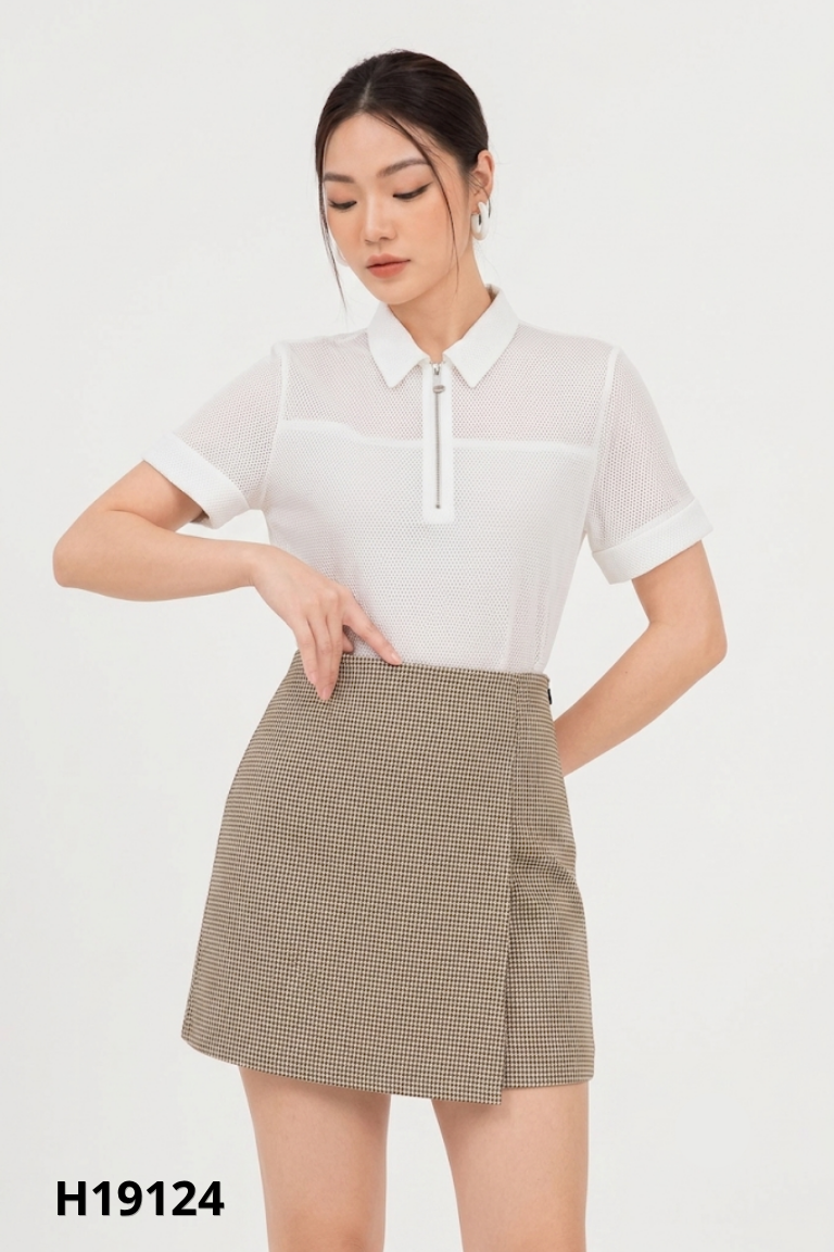 Quần giả váy IVY MODA be họa tiết