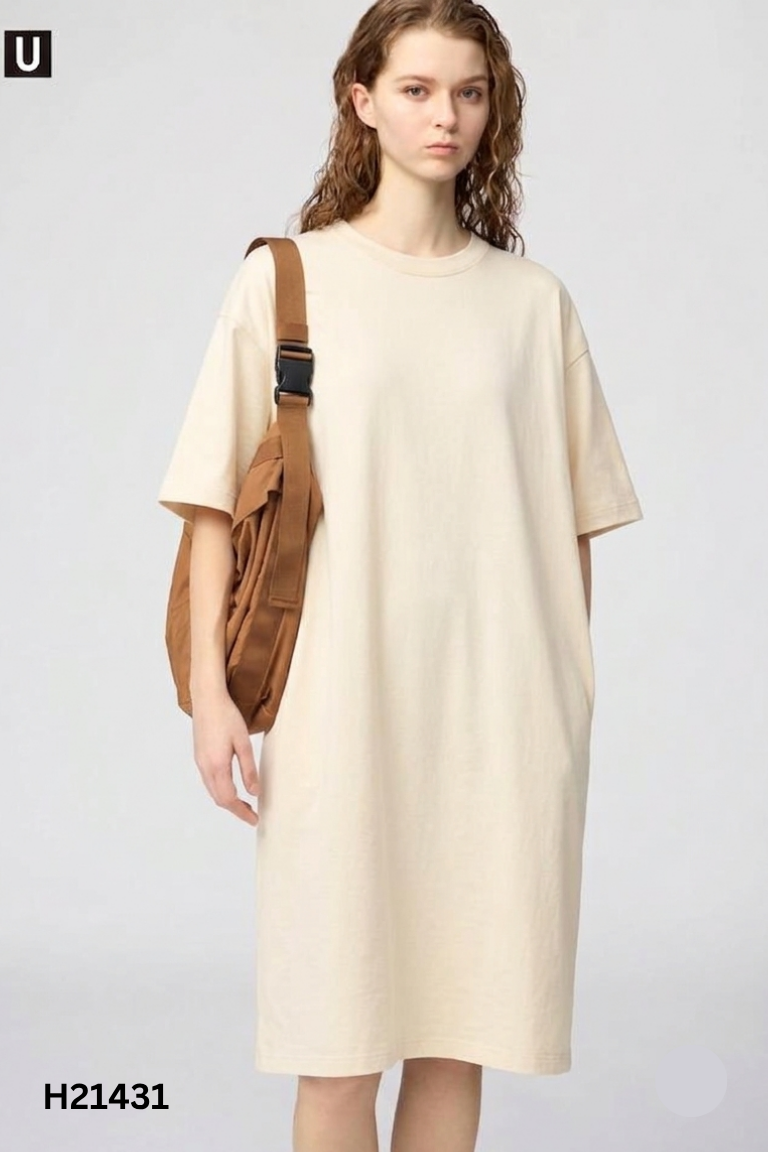 Váy nâu UNIQLO ngắn tay