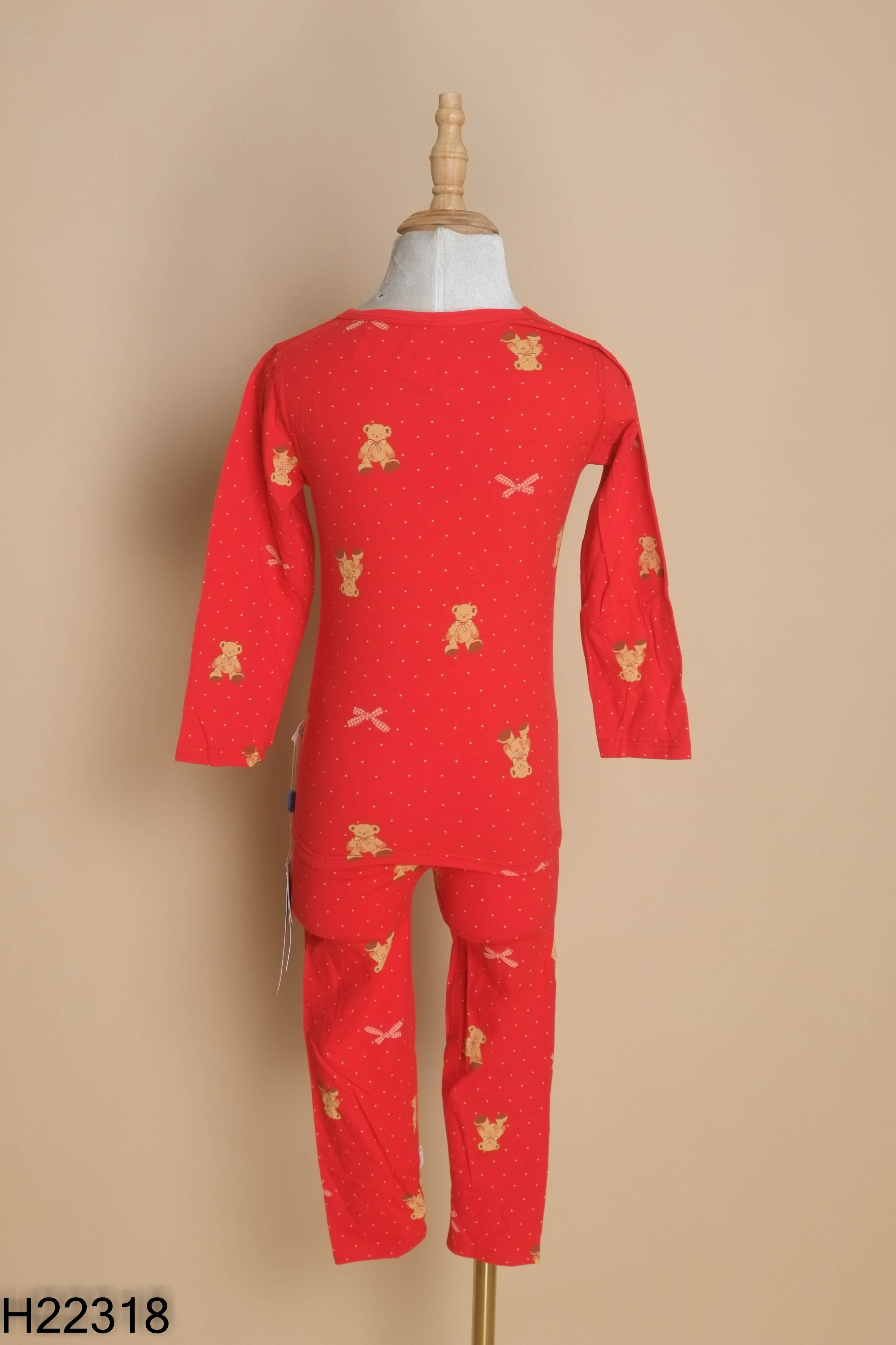 NEWTAG Set đỏ hoạ tiết gấu kid