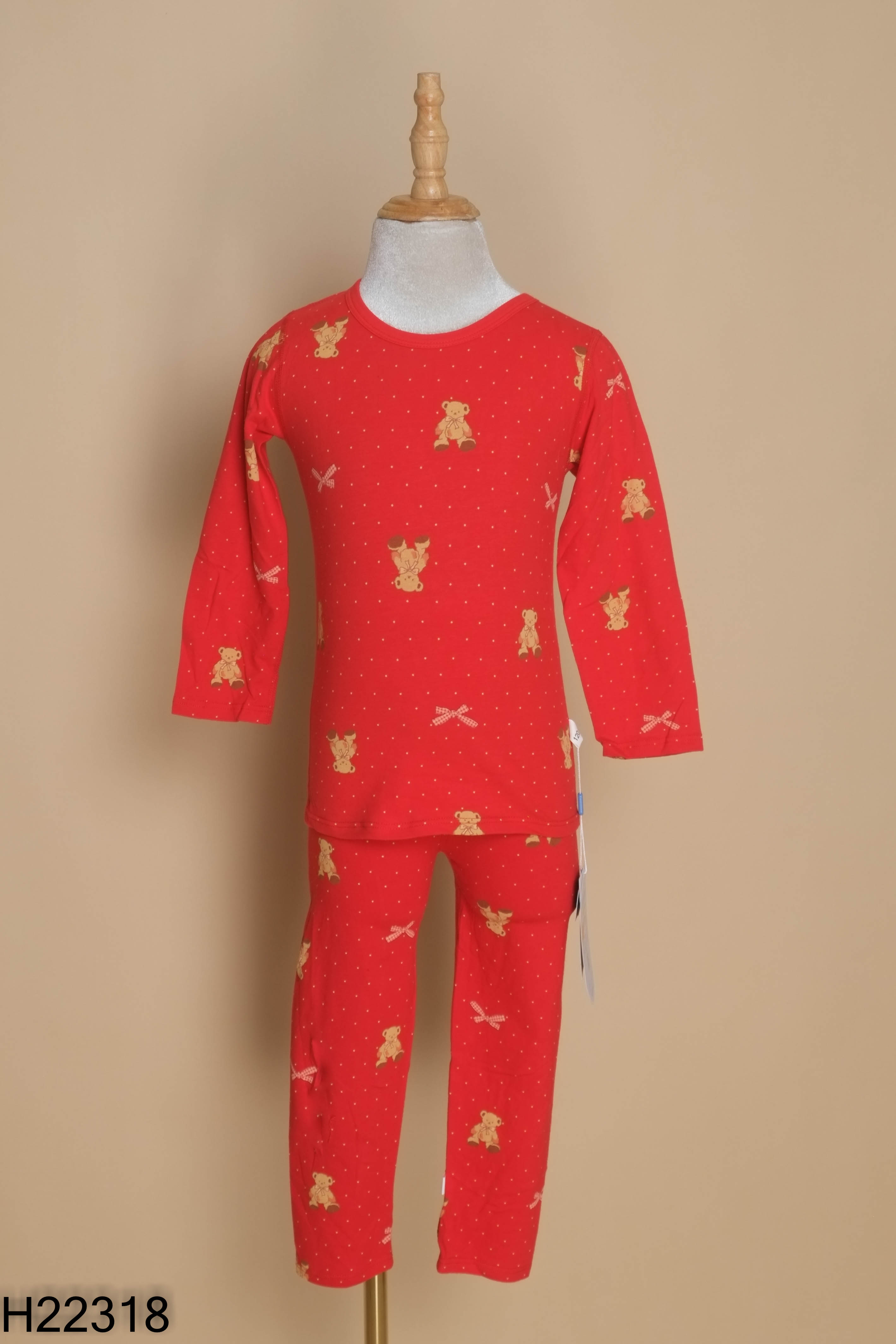 NEWTAG Set đỏ hoạ tiết gấu kid