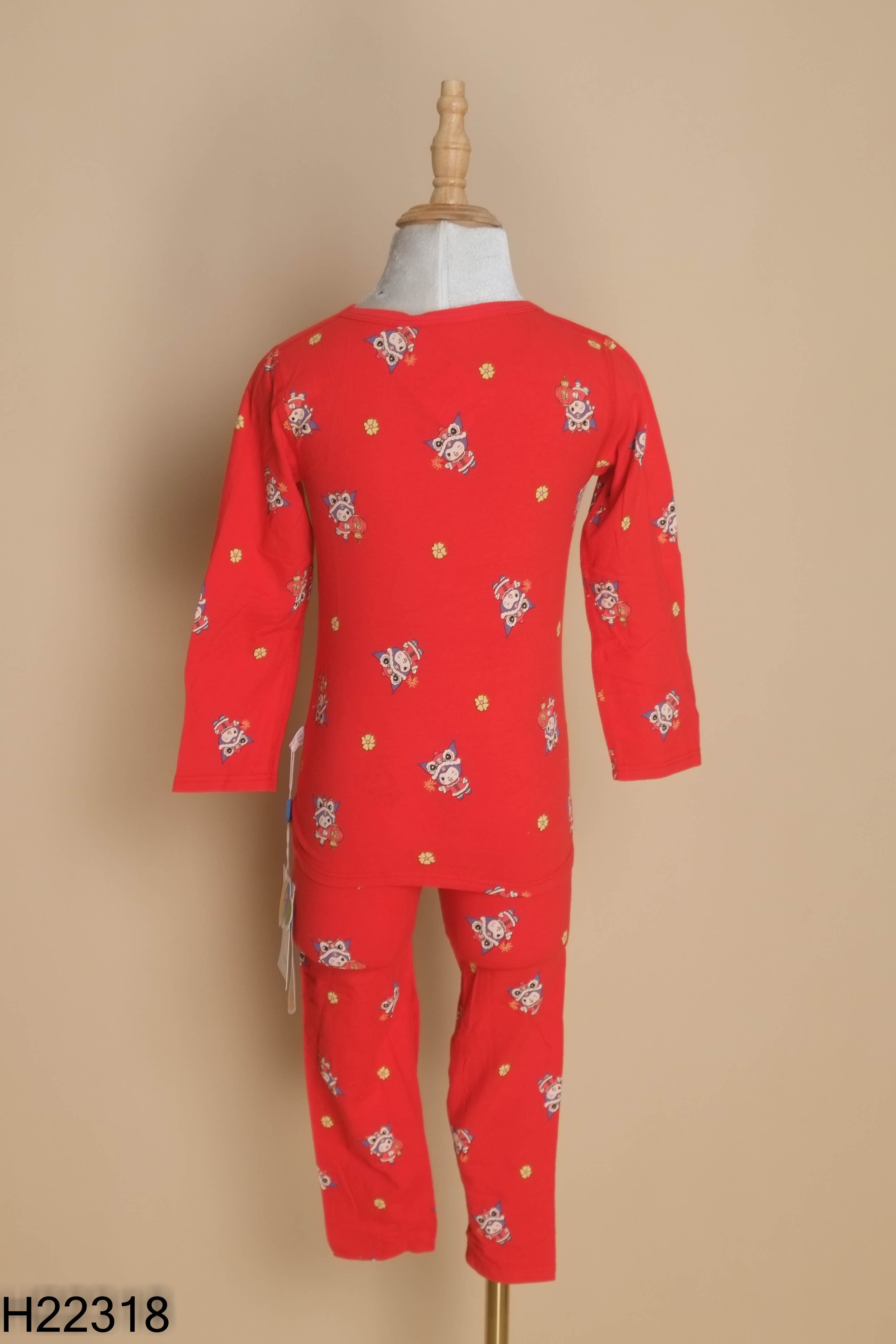NEWTAG Set đỏ hoạ tiết đầu lân kid