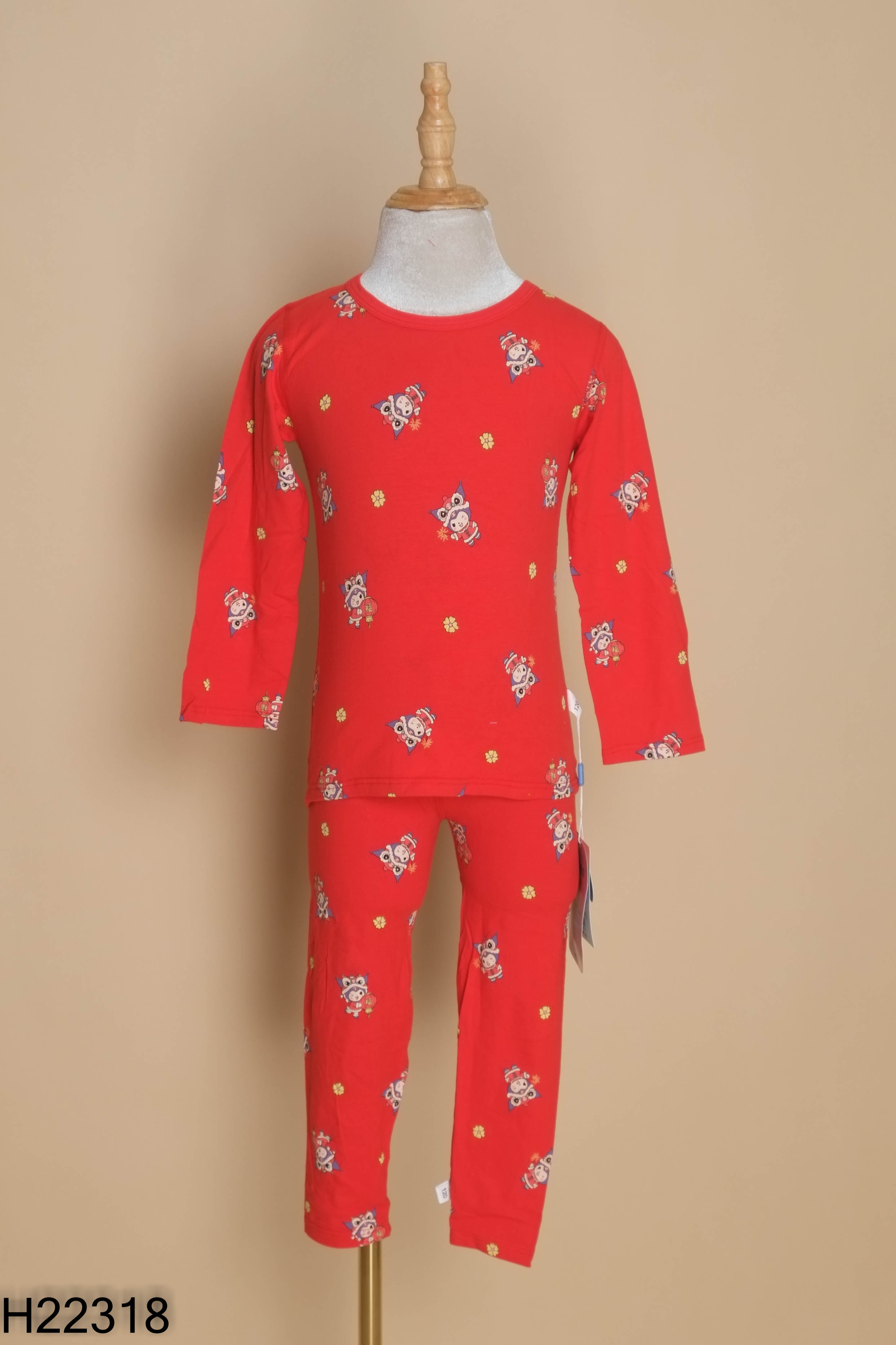 NEWTAG Set đỏ hoạ tiết đầu lân kid