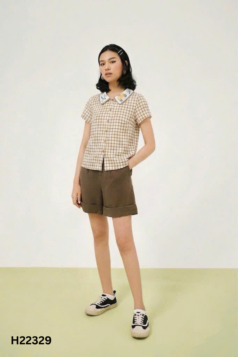 Áo sơ mi ADORE DRESS be kẻ caro