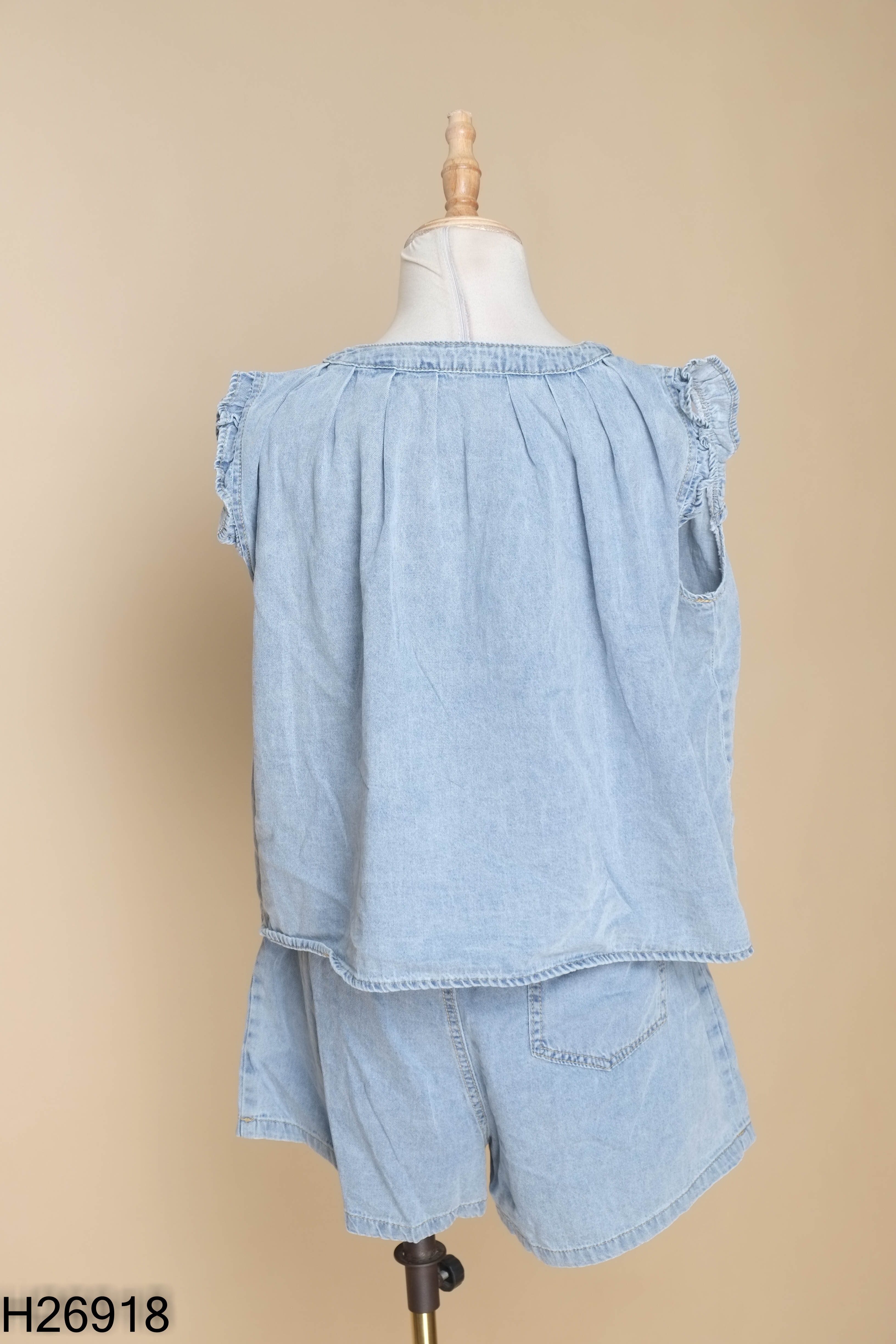 Set Áo jeans mềm xanh CARA + Quần short