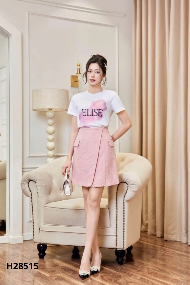Chân váy hồng vạt chéo ELISE
