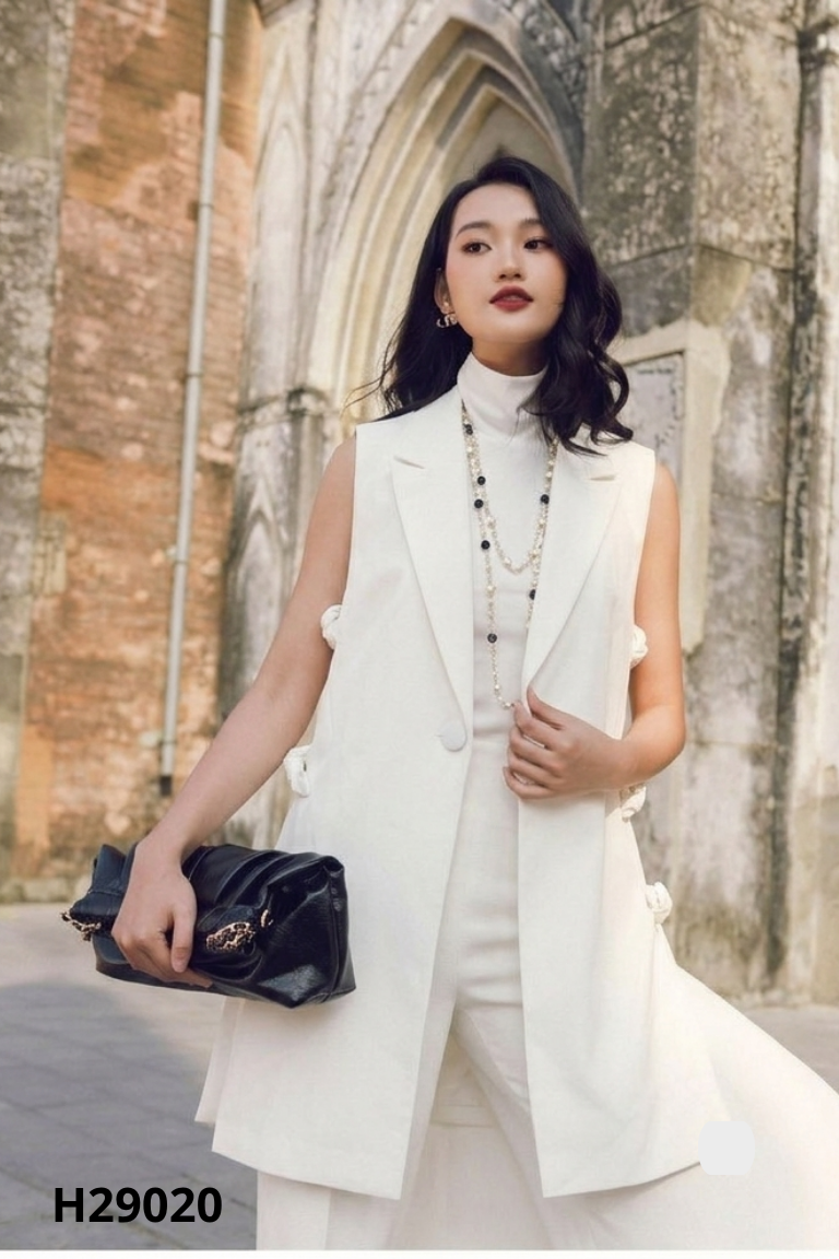 Áo khoác blazer trắng sữa ELISE kiểu váy