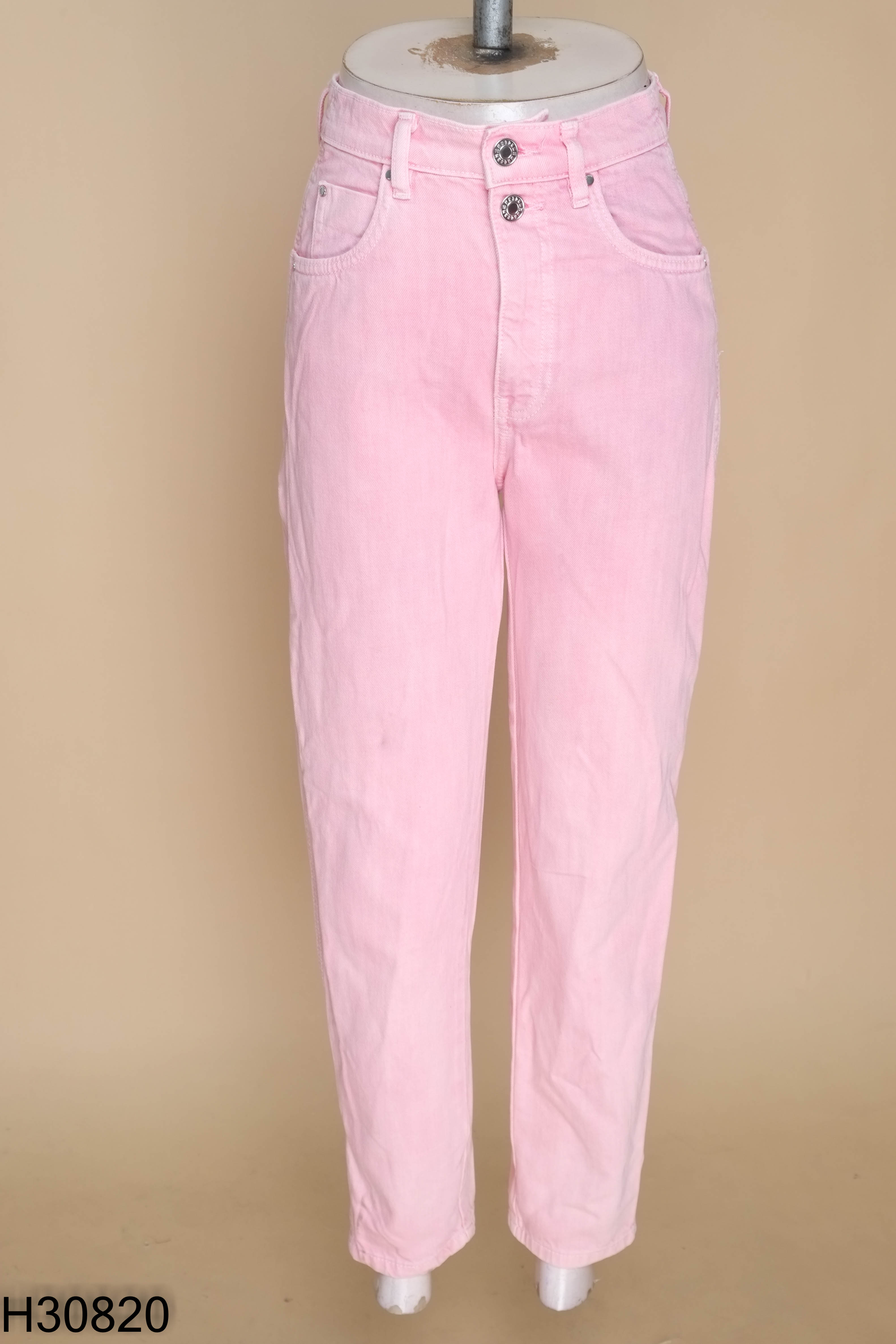 H3082010850-Quần jeans MANGO hồng trơn