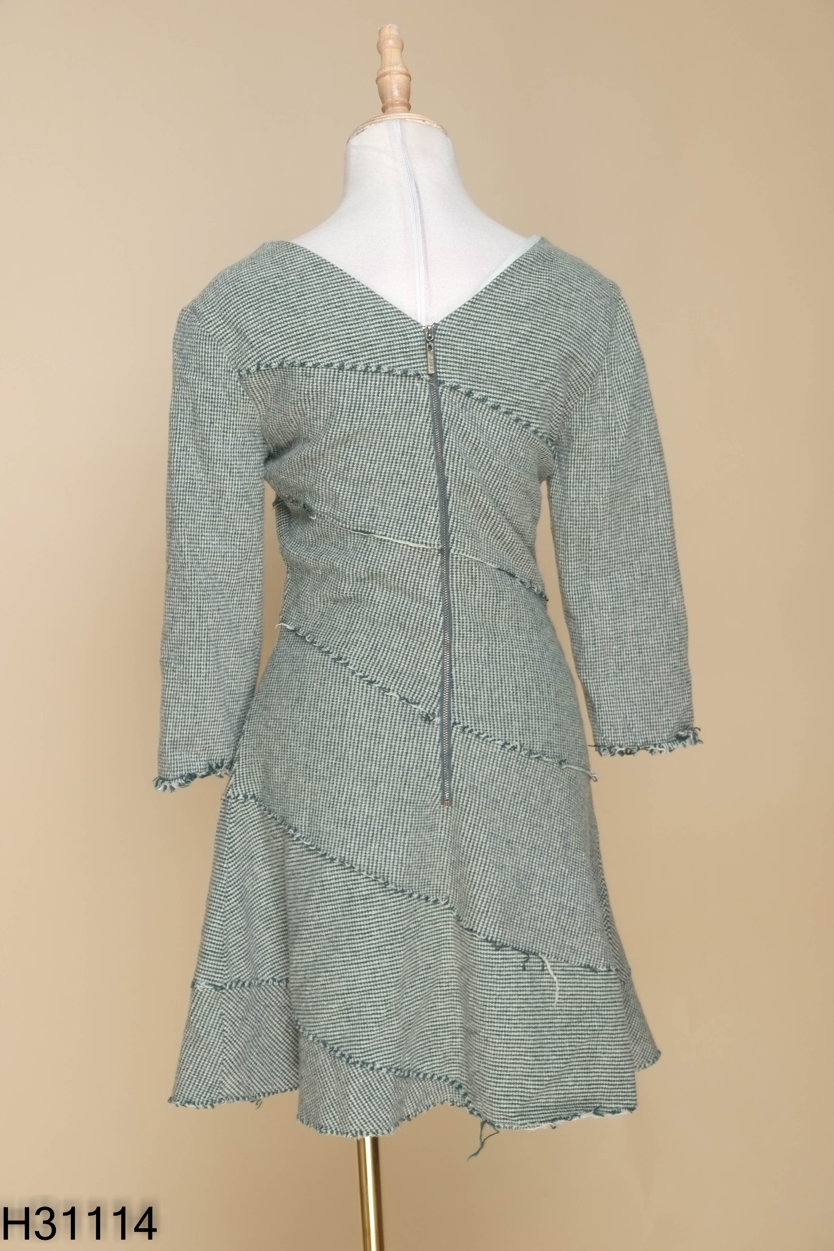 Váy dạ xanh be ELISE cổ V