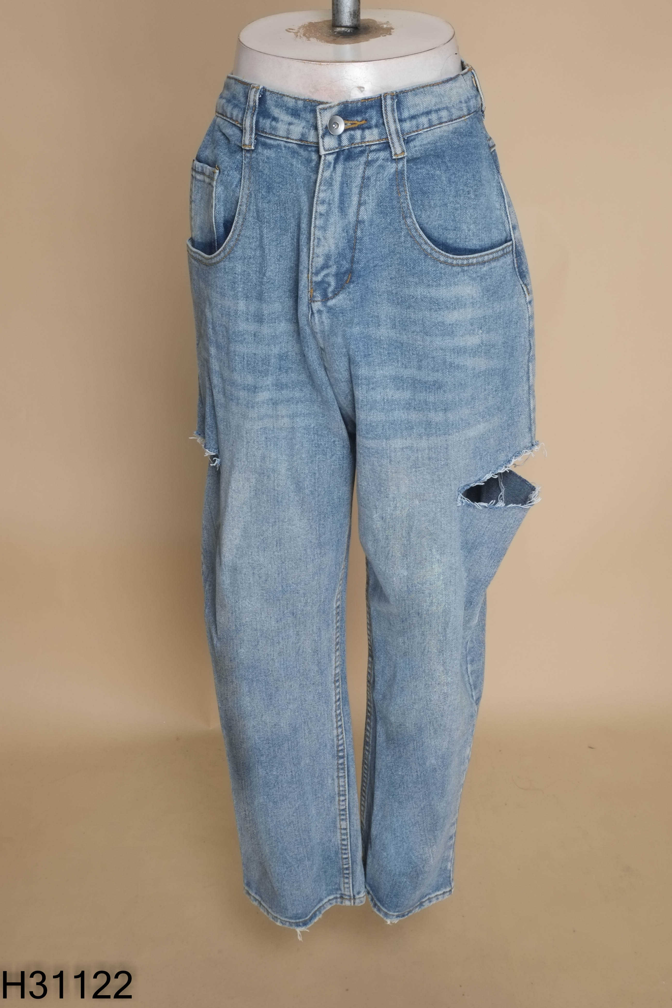 Quần jeans rách xanh