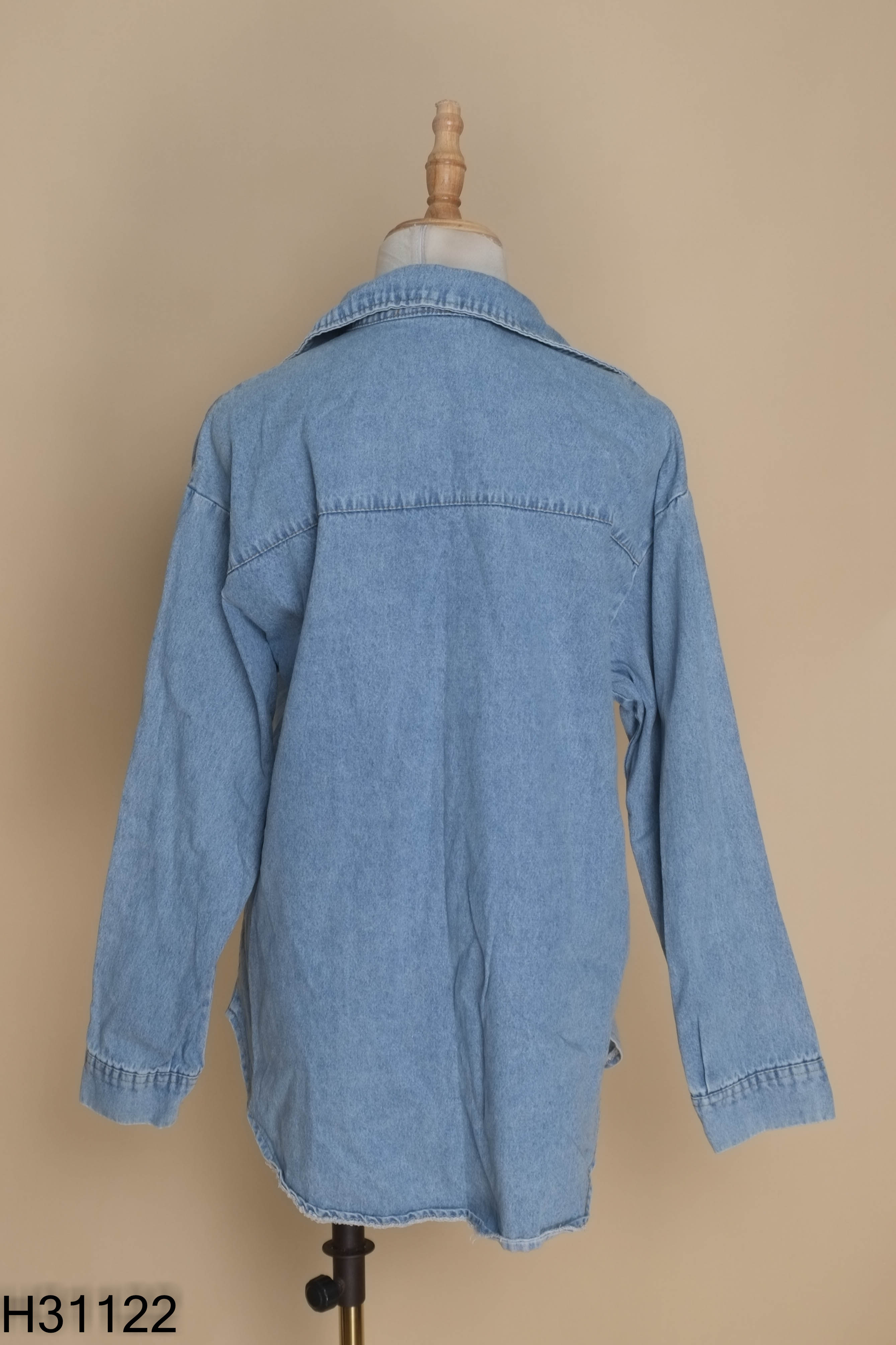 Áo khoác jeans xanh trơn