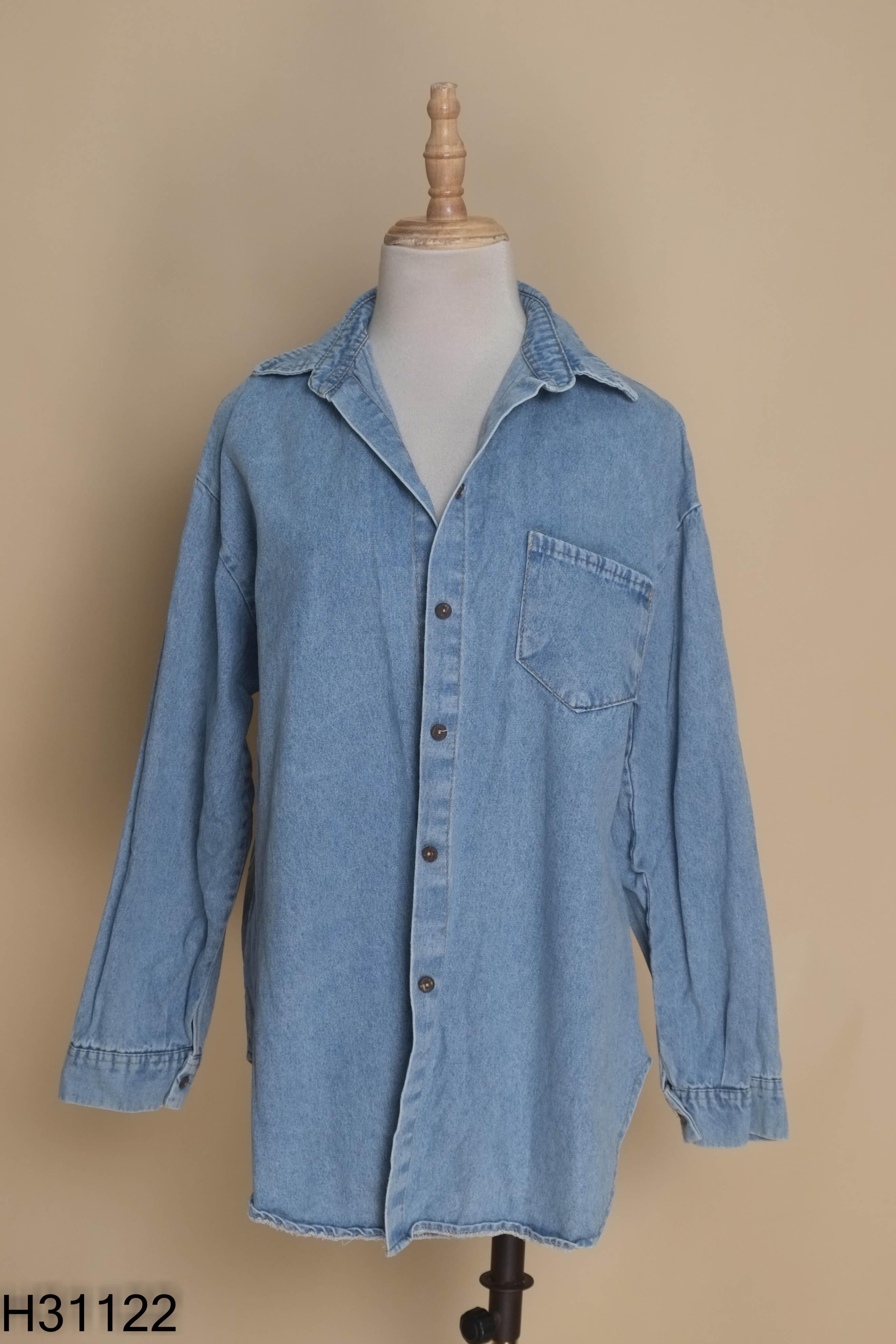 Áo khoác jeans xanh trơn