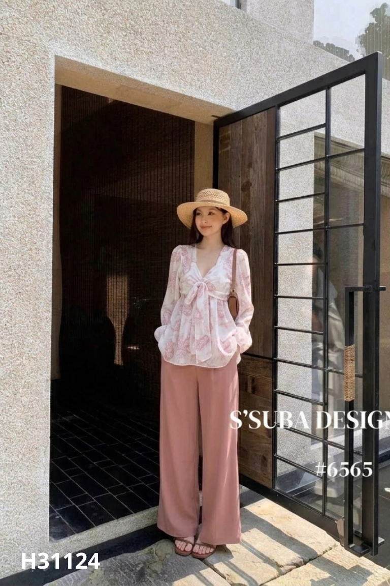 Set đũi trắng MUCHENJIA+quần hồng