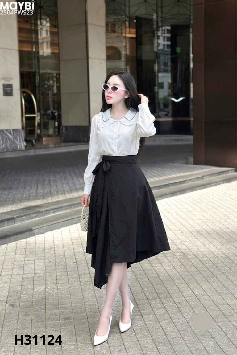 Set sơ mi trắng+váy MORJIN