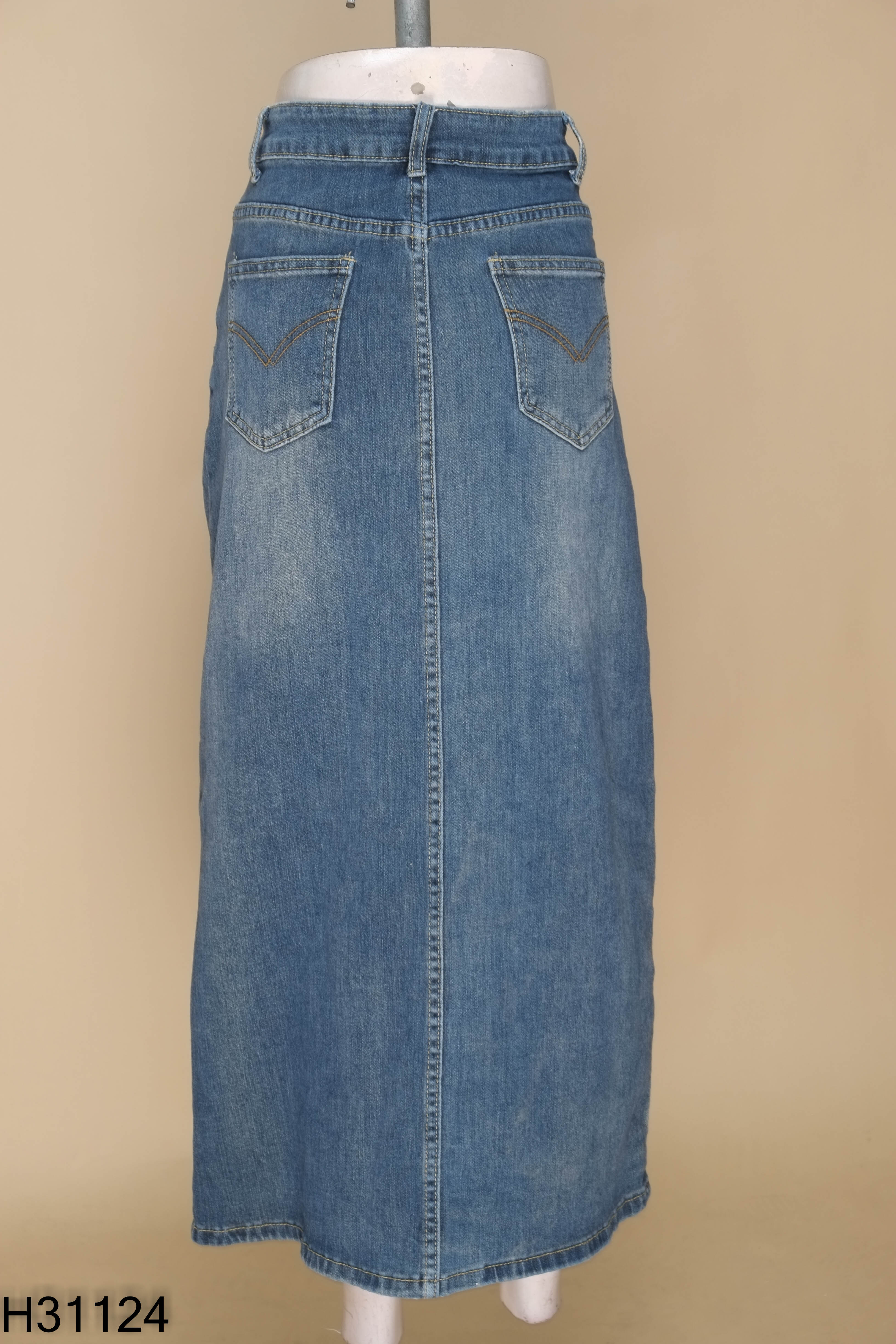 Chân váy jeans xanh dài