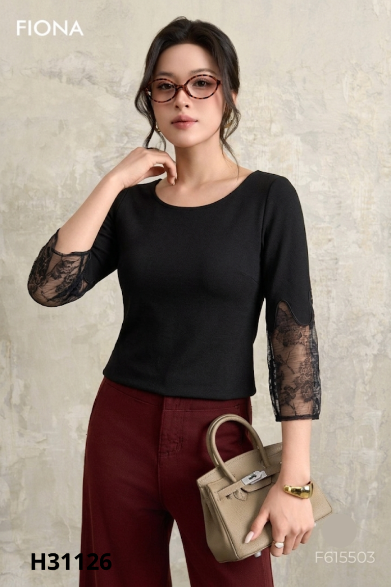 Áo đen FIONA phối tay