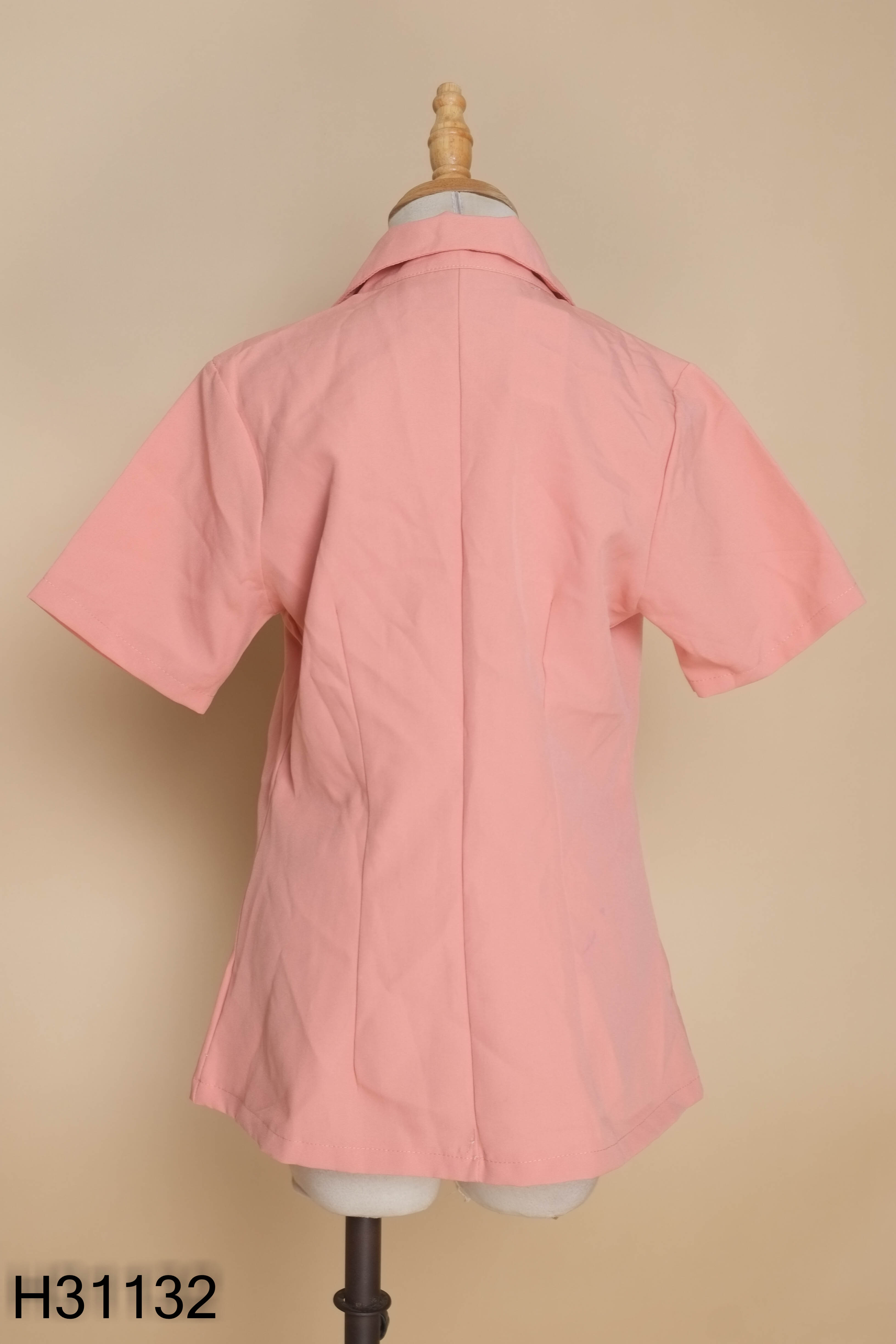 Áo blazer hồng trơn tay ngắn